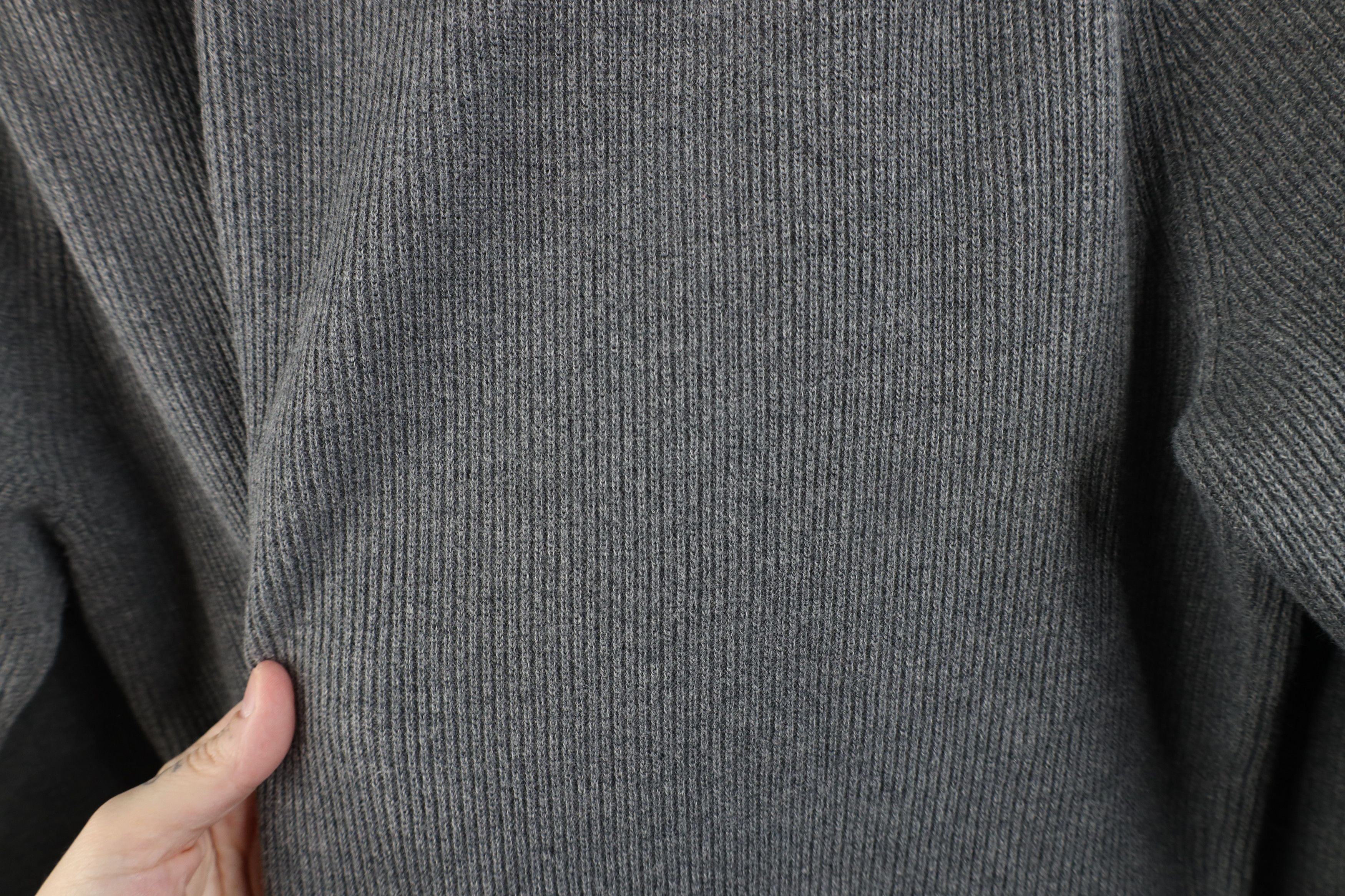 Eddie Bauer × Vintage Vintage 90s Eddie Bauer Ribbed Knit Long Sleeve Polo Gray Size US M / EU 48-50 / 2 - 8 Thumbnail