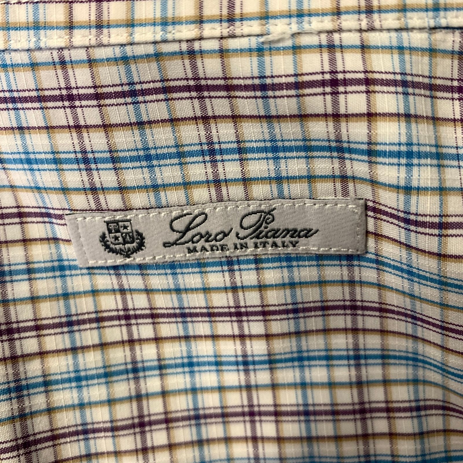 Loro Piana LORO PIANA White Purple Blue Plaid Cotton Long Sleeve Shirt Size US XL / EU 56 / 4 - 5 Thumbnail