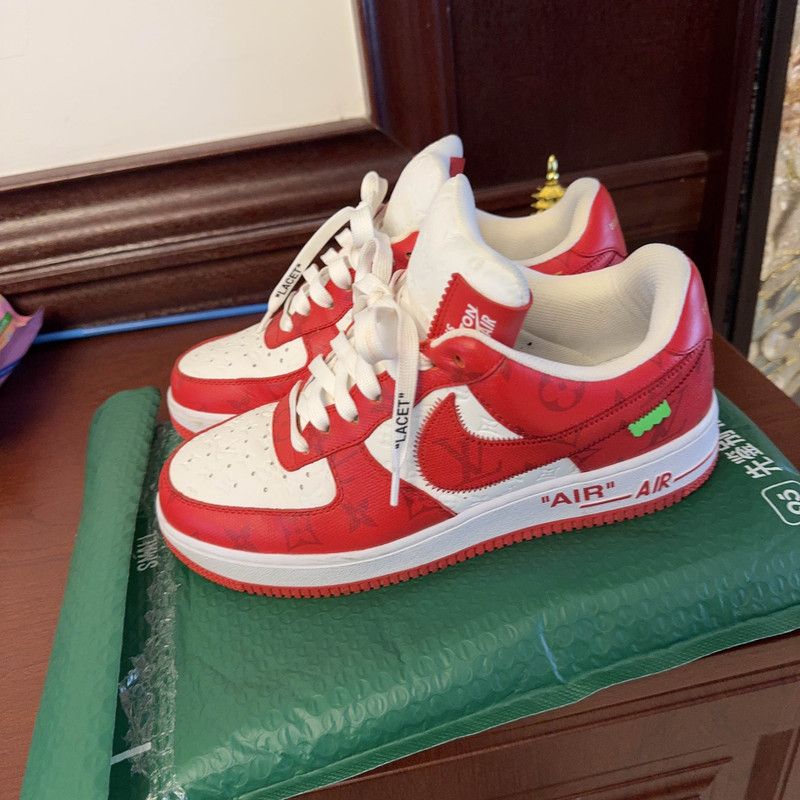 Louis Vuitton Nike x Louis Vuitton Red Air Force 1 Sneakers 0079 Size US 7 / EU 40 - 1 Thumbnail