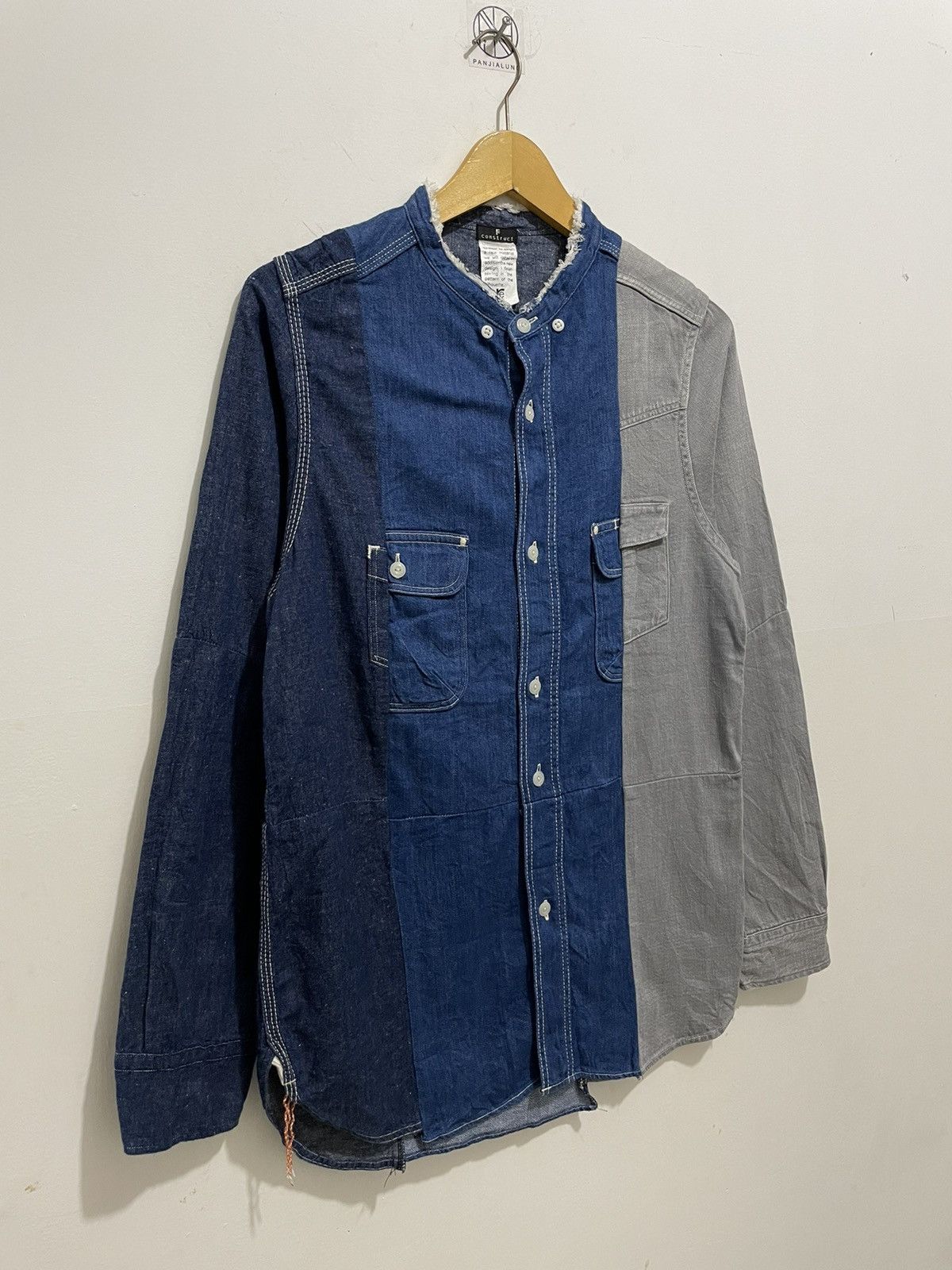 image of Beauty Beast x Sunny Sports Sunny Sport Japan Re Construct Chambray Shirts in Grey/Blue (Size Mediu