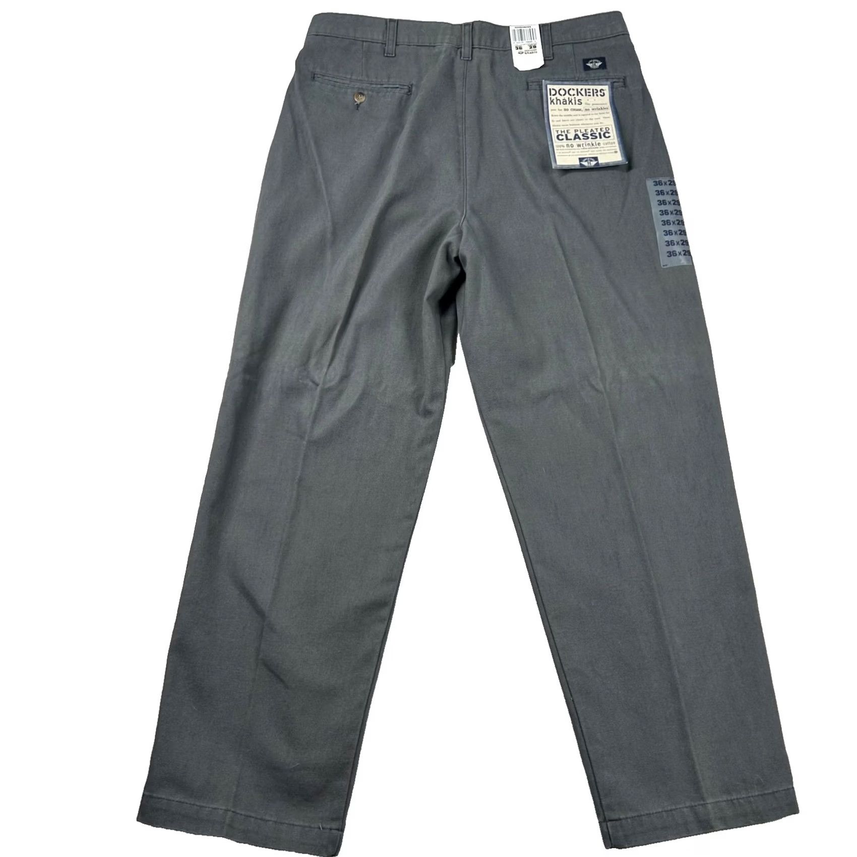 Dockers VINTAGE Dockers Pants Mens 36x29 Pleated High Rise 90s Khakis Classic Fit Gray Cotton Canvas Size US 36 / EU 52 - 2 Thumbnail