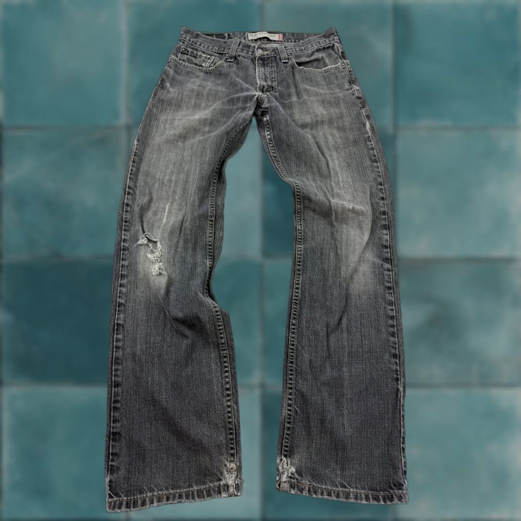 Levi's 514 Jeans Mens 31x32 Slim Straight Distressed Charcoal Wash Denim