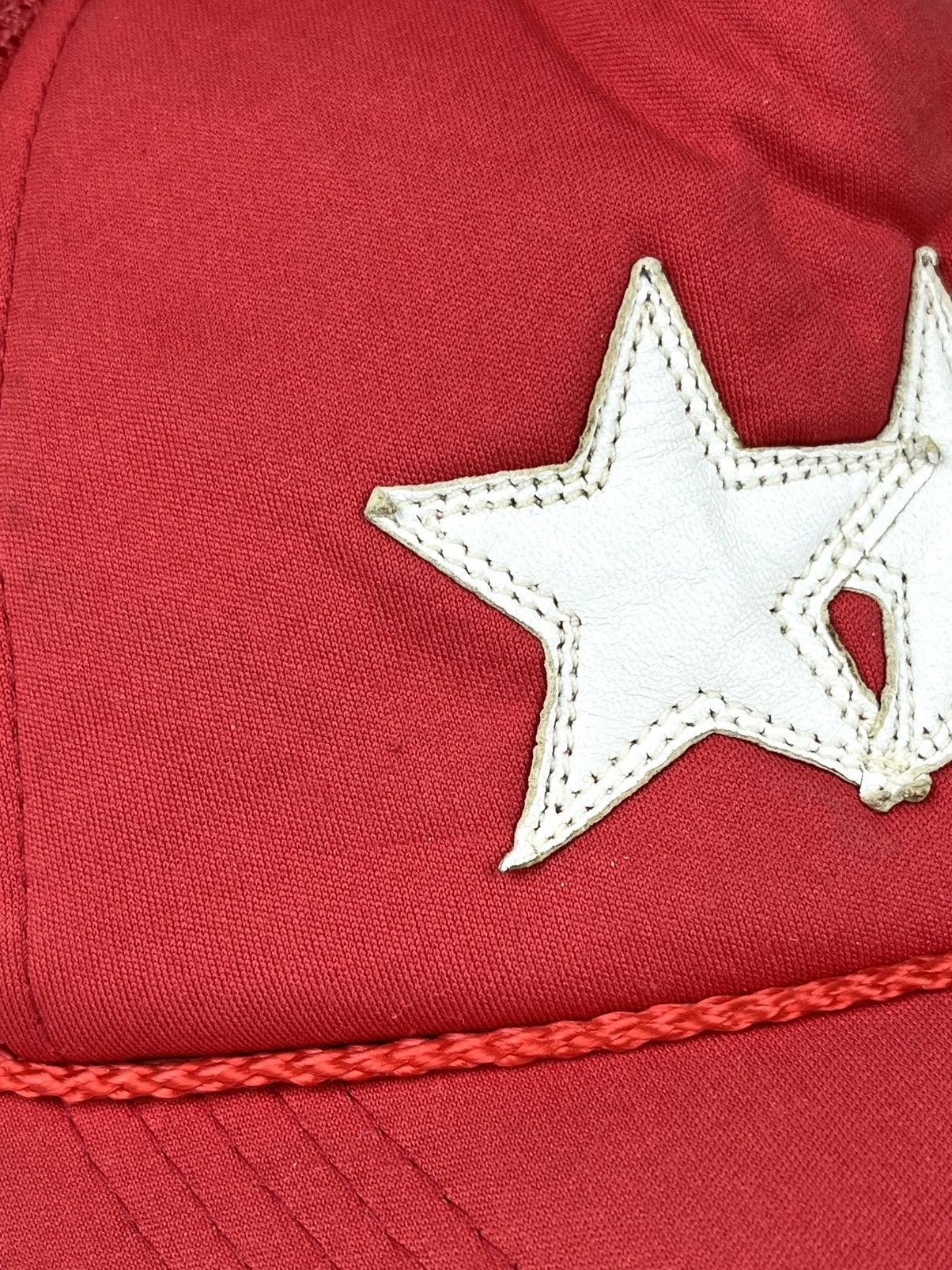 Chrome Hearts × Vintage Chrome Hearts Triple Star Leather Patch Red Trucker Hat Size ONE SIZE - 3 Thumbnail