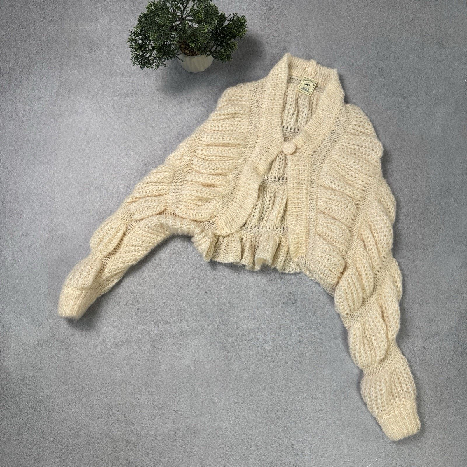Vintage Gelato Pique Women Cardigan Sweater Free Size Beige Size ONE SIZE - 1 Thumbnail