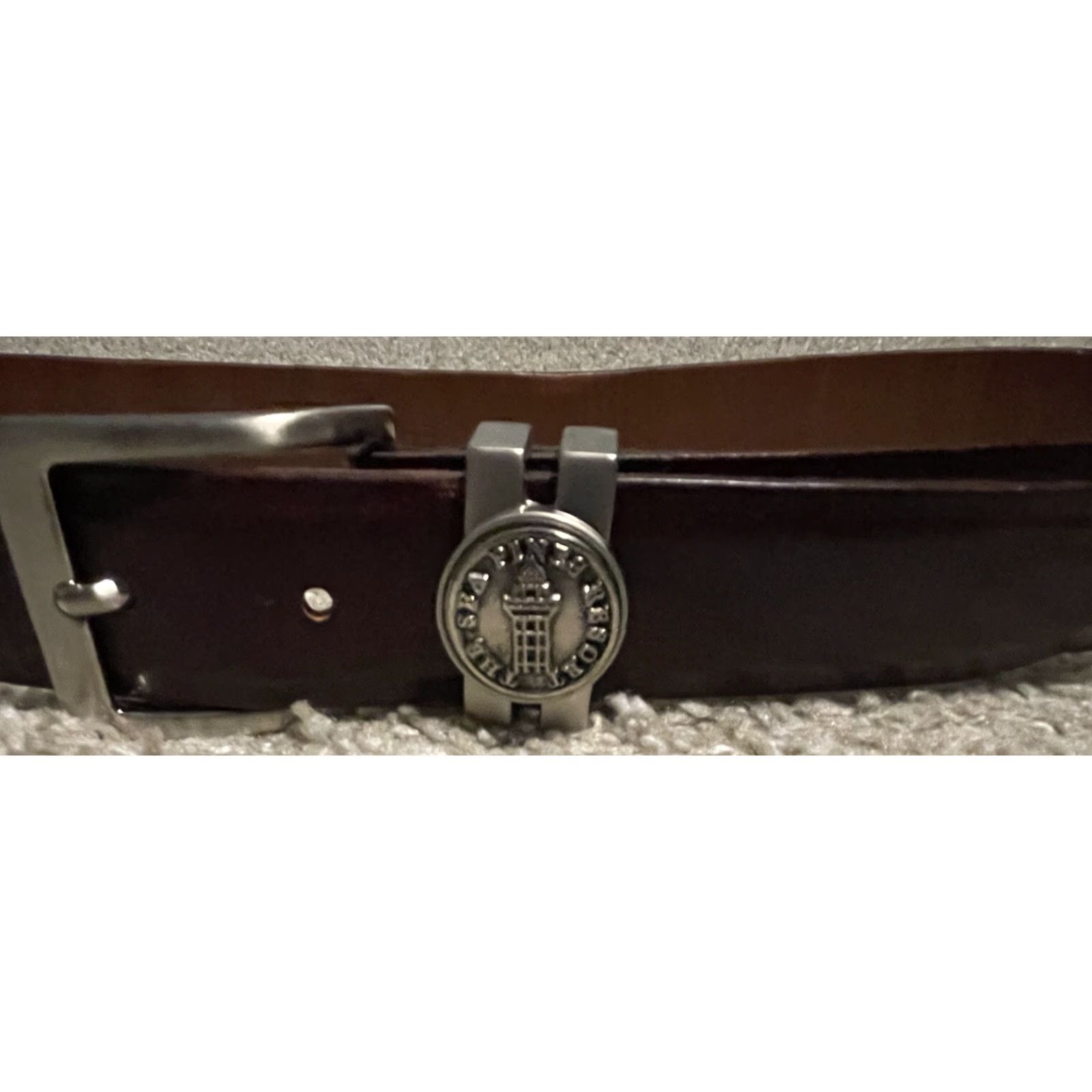 Vintage YRI The Sea Pines Resort Leather Belt Golf 38 Made In USA Men Brown Size 38 - 3 Thumbnail