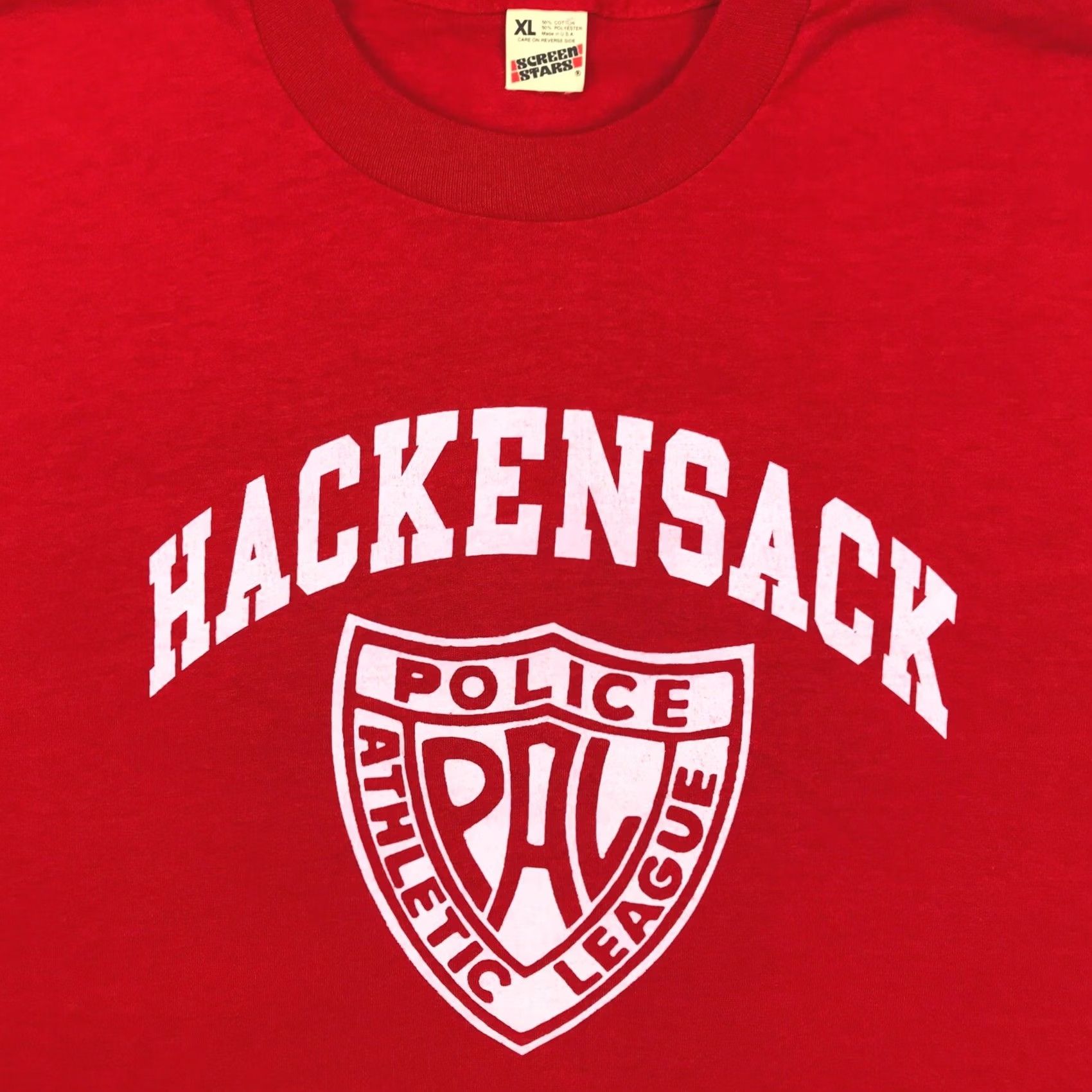 Vintage VINTAGE Screen Stars T-Shirt Mens L Red 80s 90s Police Athletic League NOS Hackensack NJ Shirt Short Sleeve Crew Neck Size US L / EU 52-54 / 3 - 6 Thumbnail