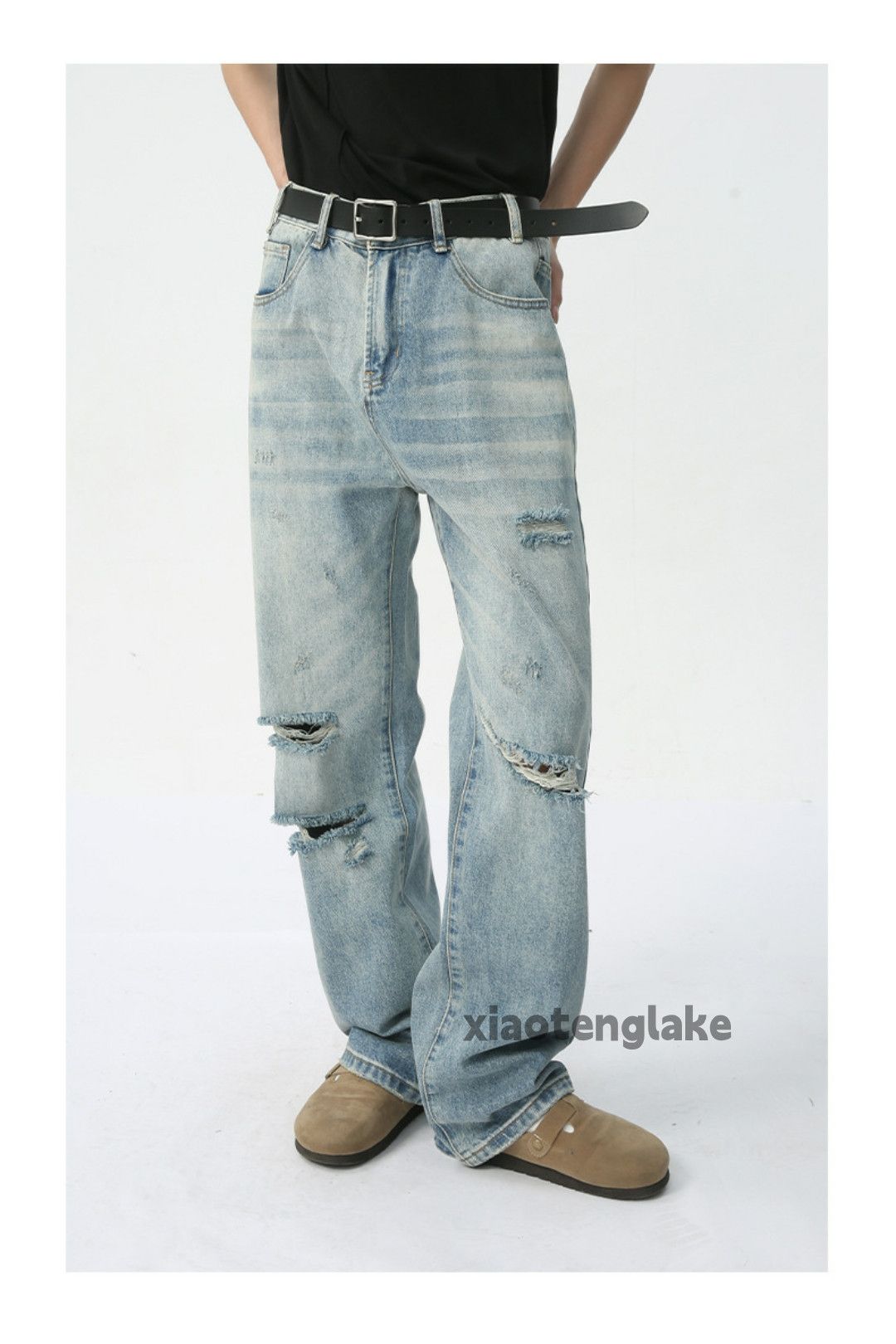 Jean × Vintage washed faded skate hiphop damaged ripped jeans Size US 33 - 7 Thumbnail