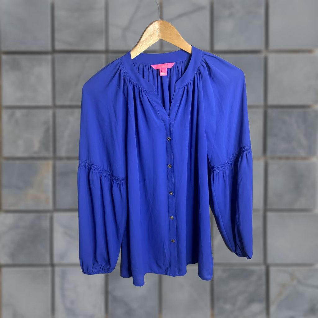 Lilly Pulitzer Lilly Pulitzer Shirt Womens Small Blue Button Front Long Sleeve Blouse Top Size S / US 4 / IT 40 - 1 Thumbnail