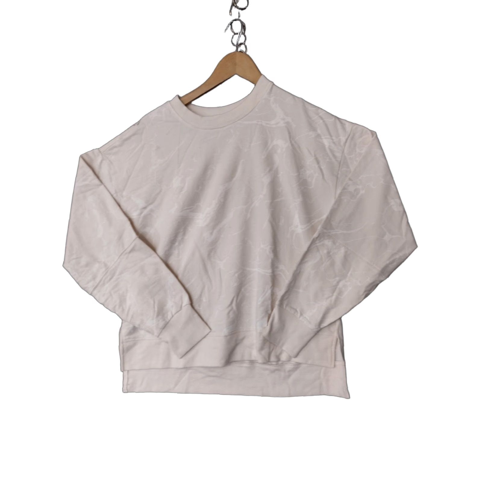 Vintage All in Motion Women's S Ivory Marble French Terry Crew Neck Sweatshirt Size S / US 4 / IT 40 - 1 Thumbnail