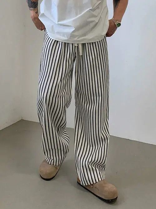 Japanese Brand Sawako x Ryoko Stripe pyjama Vintage Straight Sweatpants Size US 34 / EU 50 - 2 Thumbnail