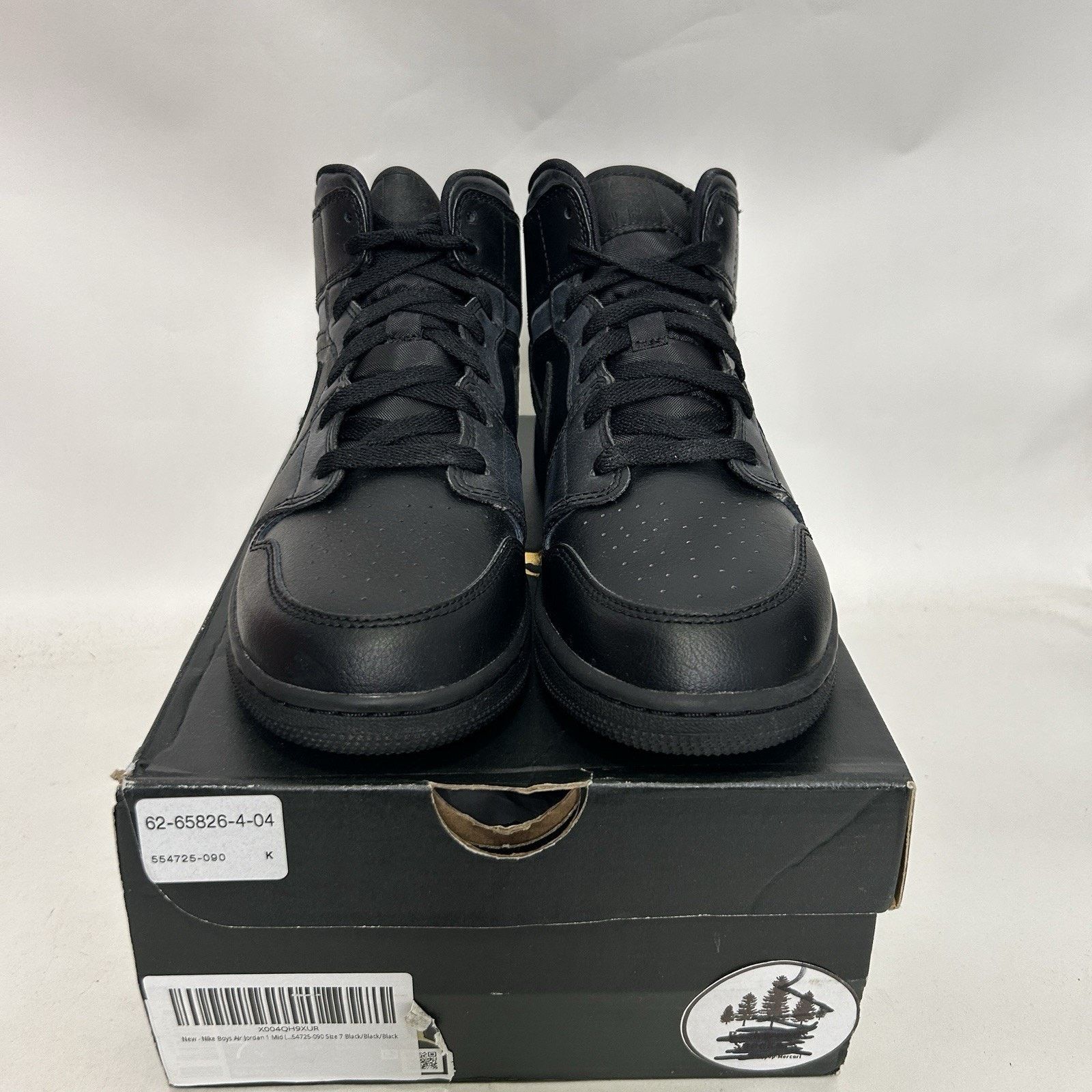 Jordan Brand Nike Air Jordan 1 Mid GS “Deep Black Nubuck Swoosh” Size US 8.5 / IT 38.5 - 2 Thumbnail