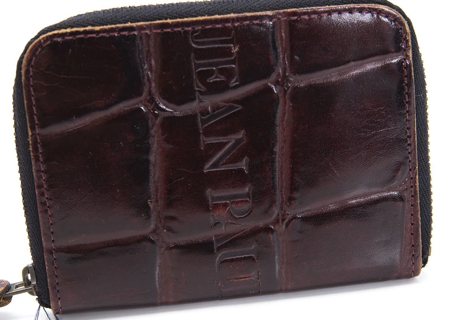 Jean Paul Gaultier Crocodile Embossed Round Zip Coin Case in Brown Size ONE SIZE - 2 Thumbnail