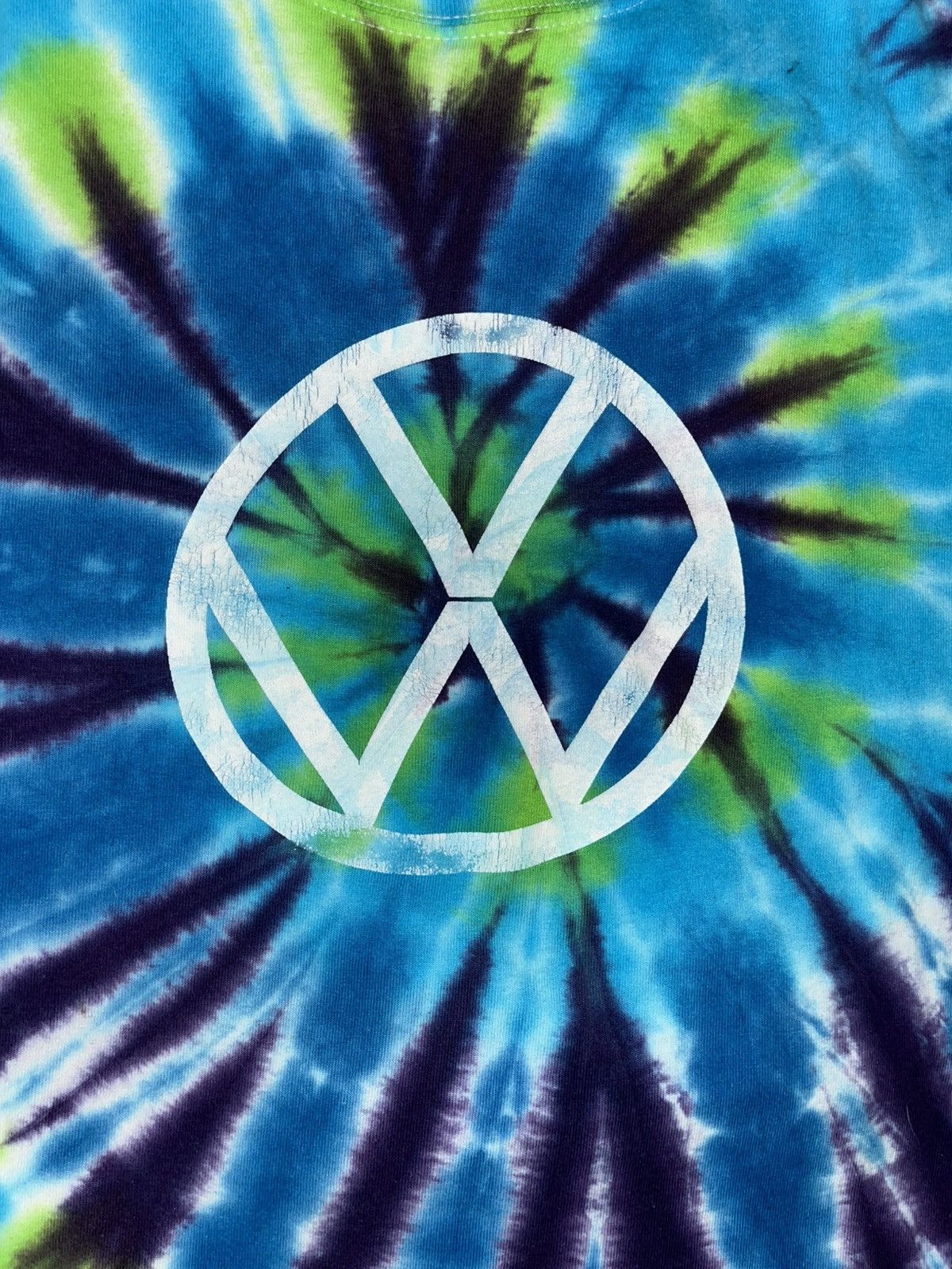 4GSELLER Crazy Y2K Faded Thrashed Skater Tie Dye Volkswagen Logo Tee Size US XL / EU 56 / 4 - 2 Thumbnail