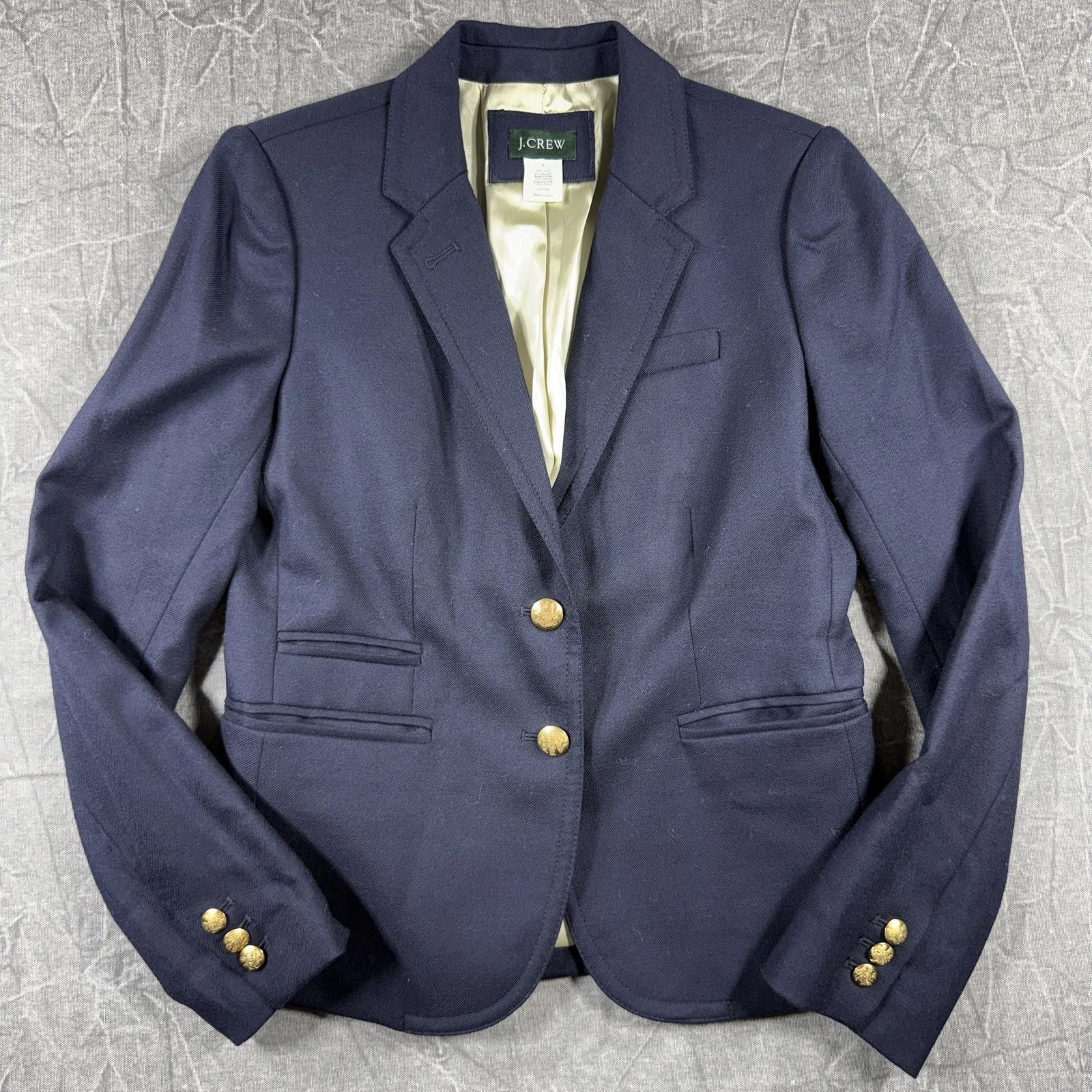 J.Crew J.Crew Blazer Women's 2 Blue Schoolboy Wool Blend Size XS / US 0-2 / IT 36-38 - 2 Thumbnail