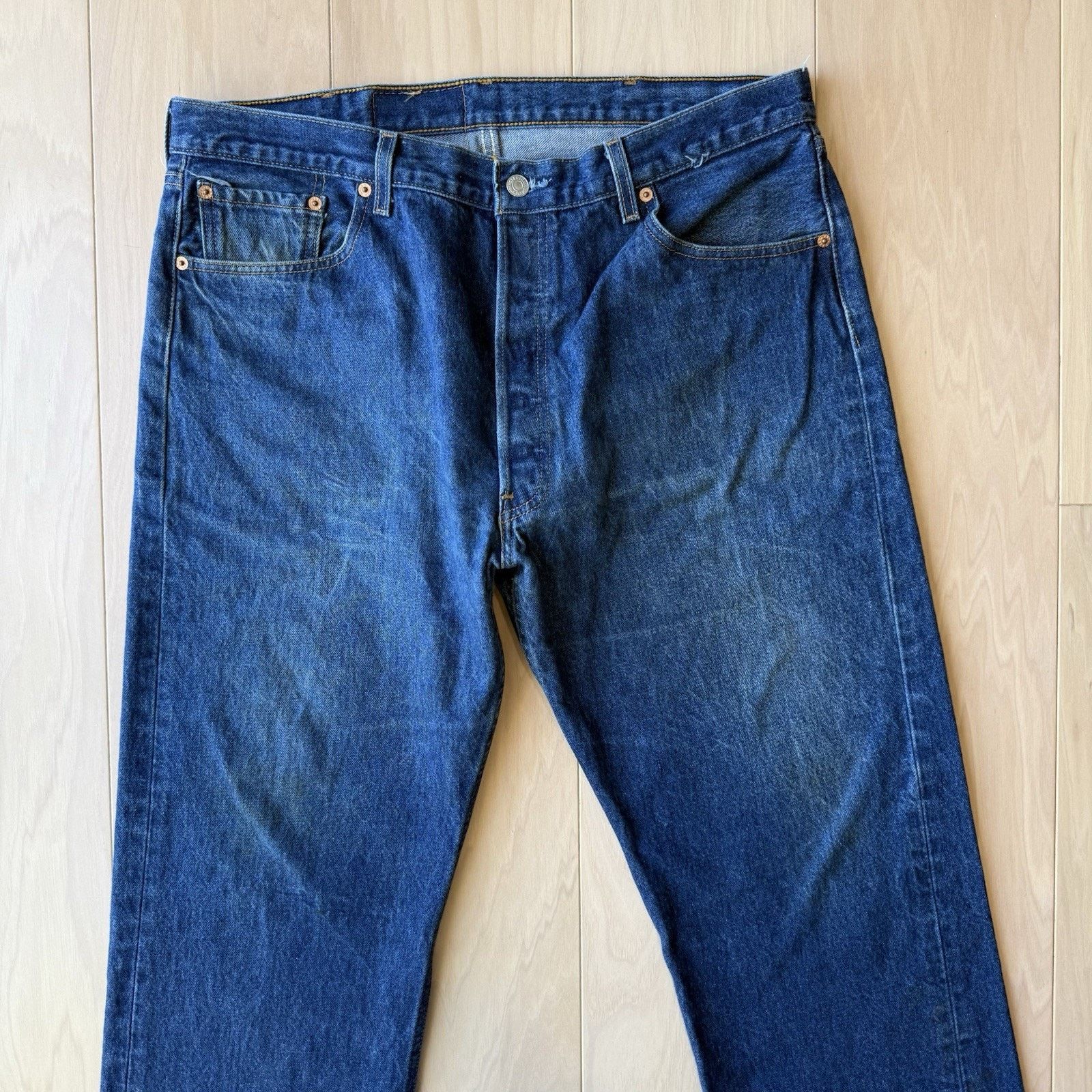 Levi's × Vintage Vintage Levis 501 Jeans 37 Blue Dark Wash Straight Denim Size US 37 - 3 Thumbnail