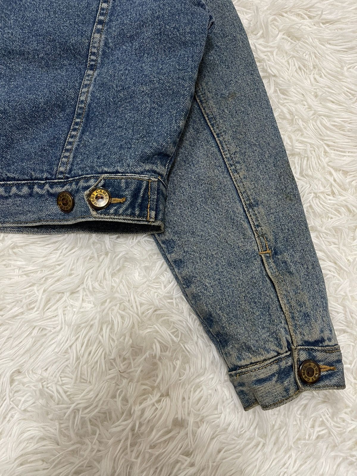 Vintage Sweet Camel Sherpa Lined Button Toggle Croped Denim Jacket Size M / US 6-8 / IT 42-44 - 7 Thumbnail