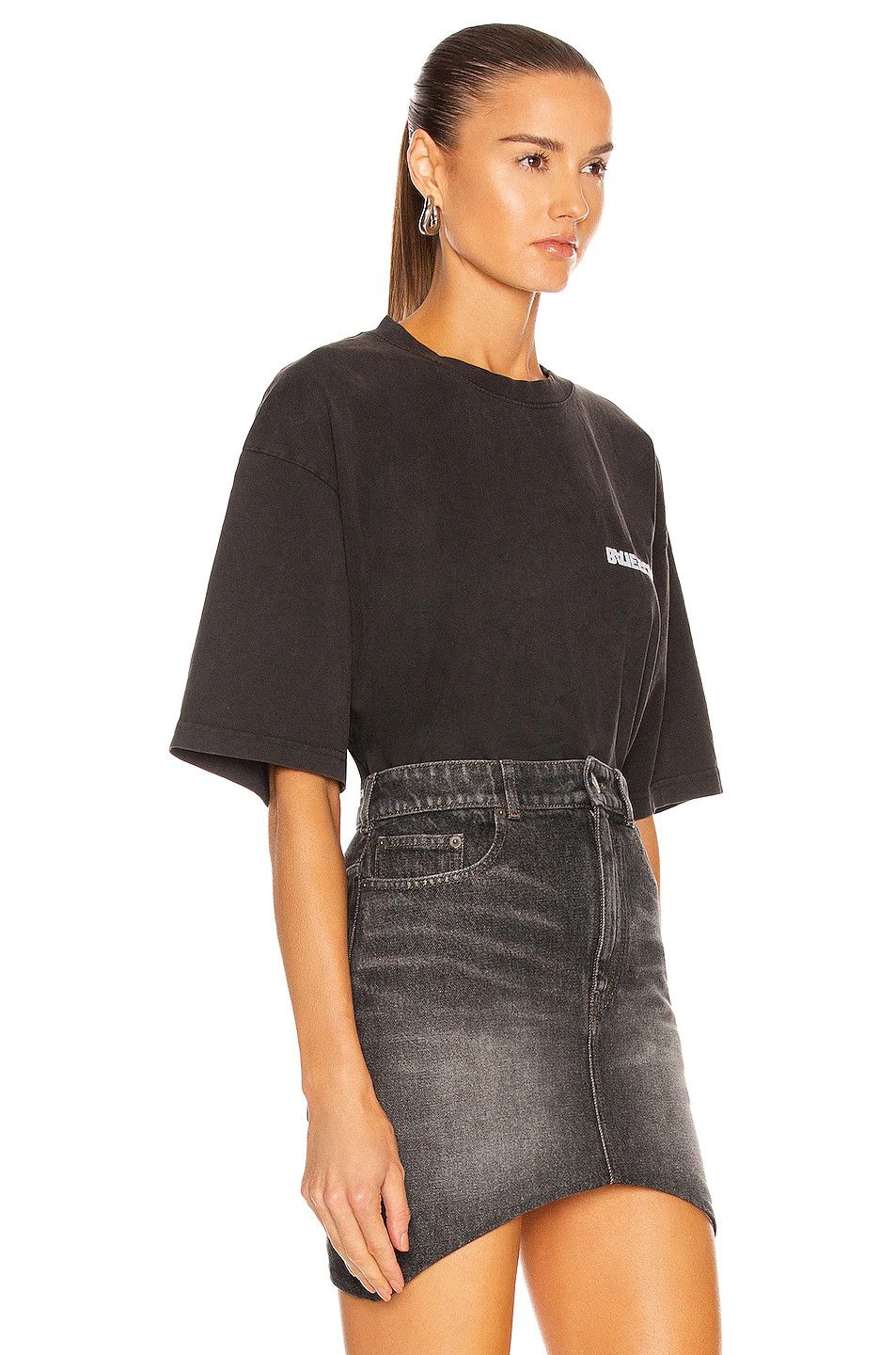 Balenciaga o1bcso1str1124 Turn Large Fit T-Shirt Washed Black & White Size XS / US 0-2 / IT 36-38 - 2 Thumbnail