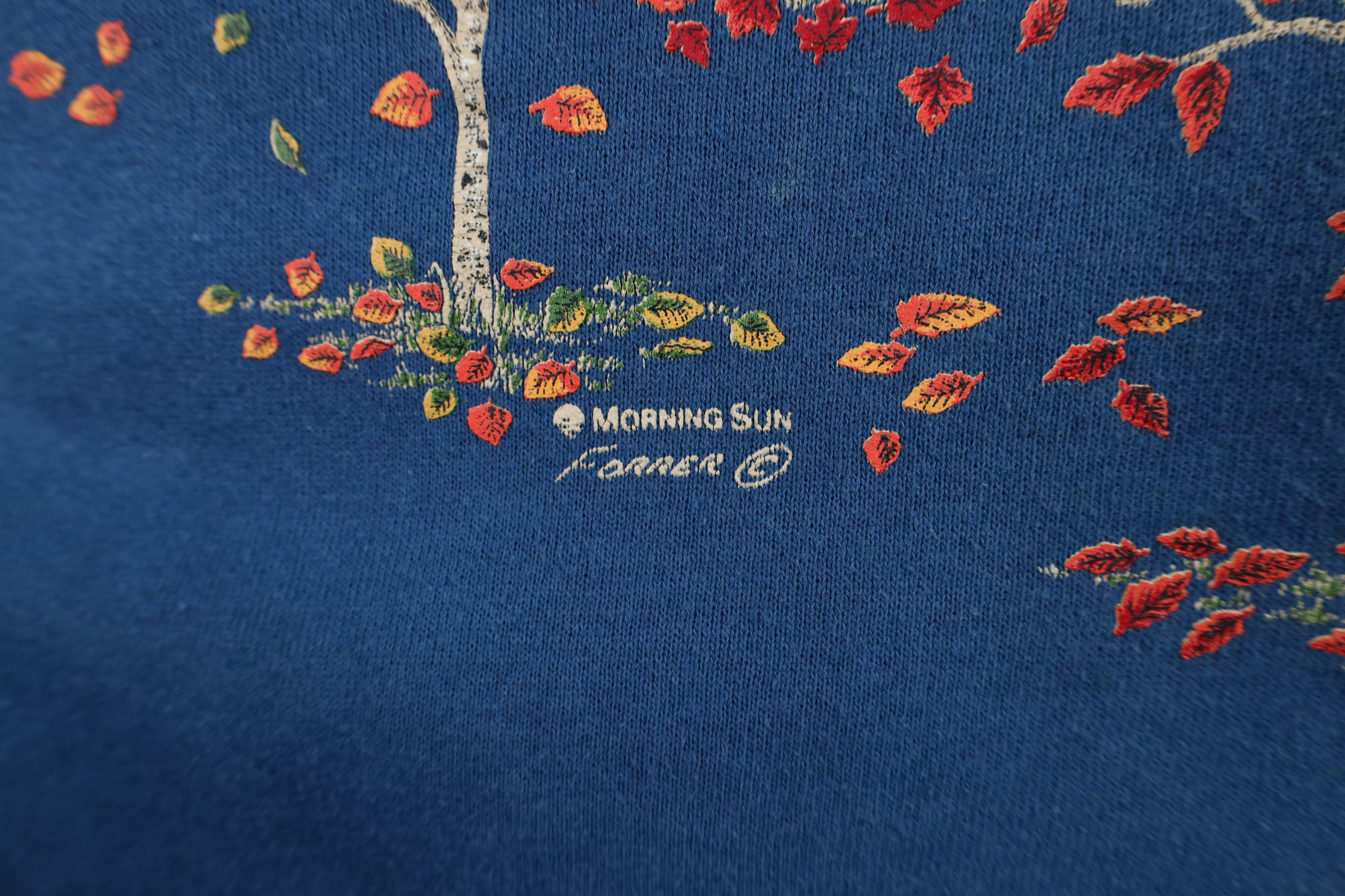 Vintage Vintage 90s Streetwear Fall Tree Leaves Sweatshirt Blue Size XXL / US 16-18 / IT 52-54 - 6 Thumbnail