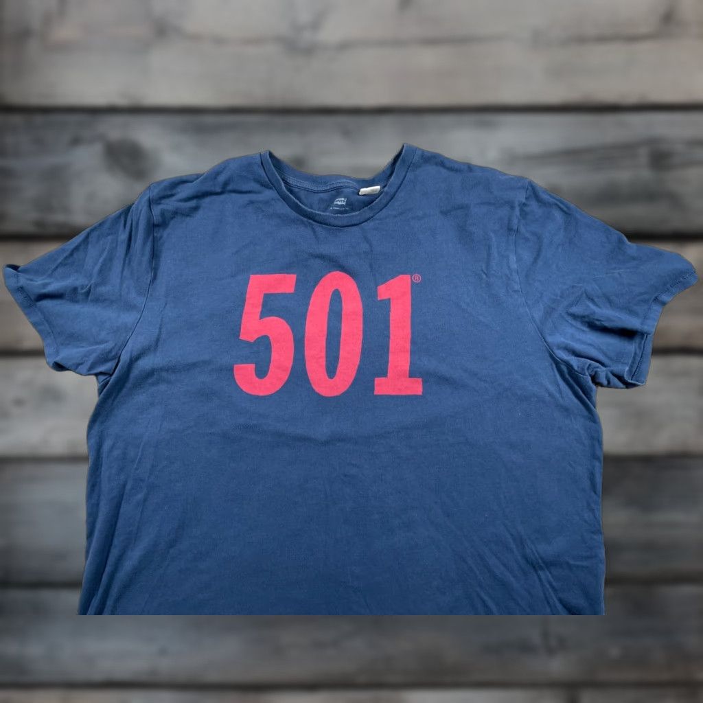 Levi's VINTAGE Levi's 501 T-Shirt Shirt Men 3XL Dark Blue Graphic Print Retro Cotton Size US XXL / EU 58 / 5 - 1 Thumbnail
