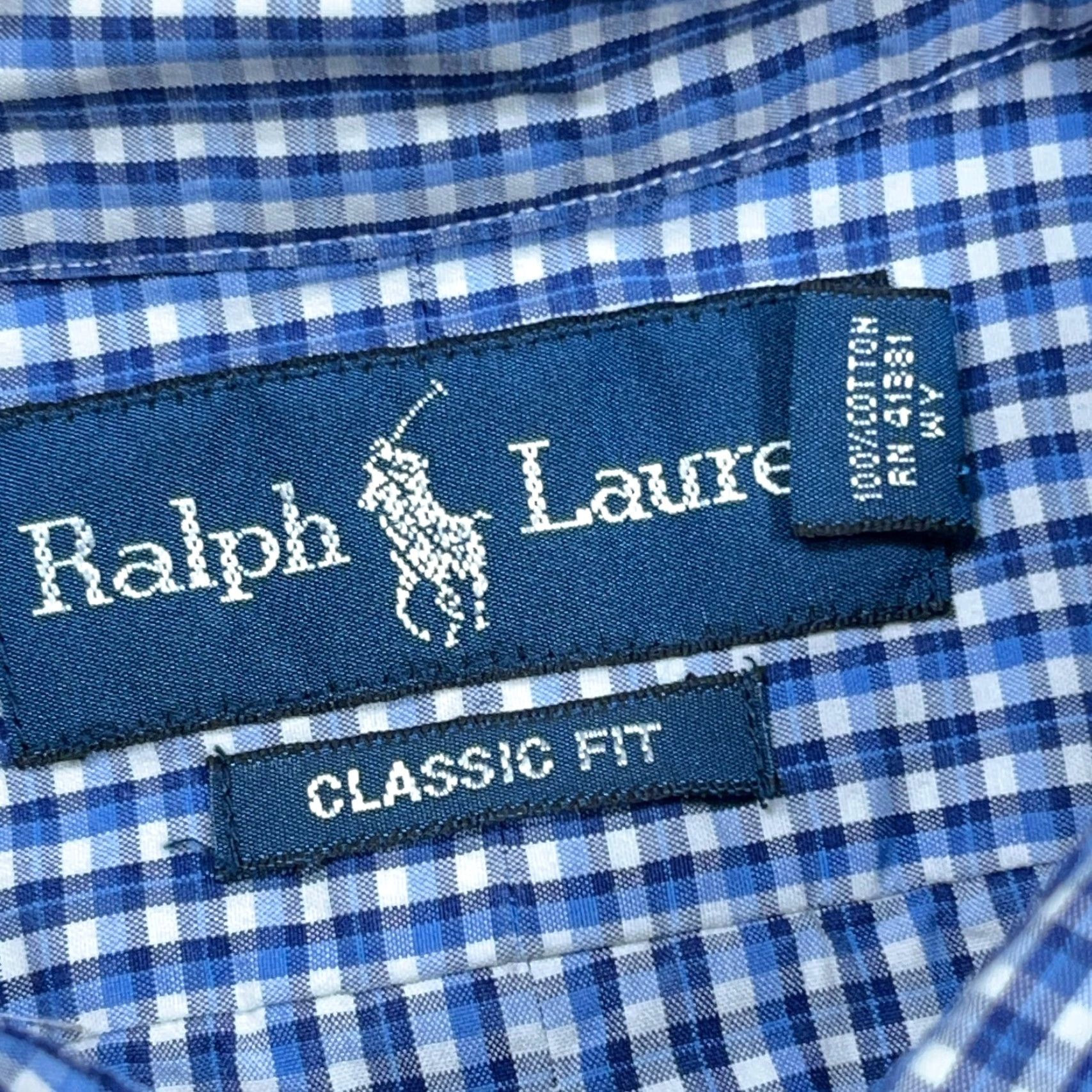Ralph Lauren Ralph Lauren Shirt Men Large Blue Classic Fit Plaid Button-Up Dress Shirt Adult Size 42R - 6 Thumbnail