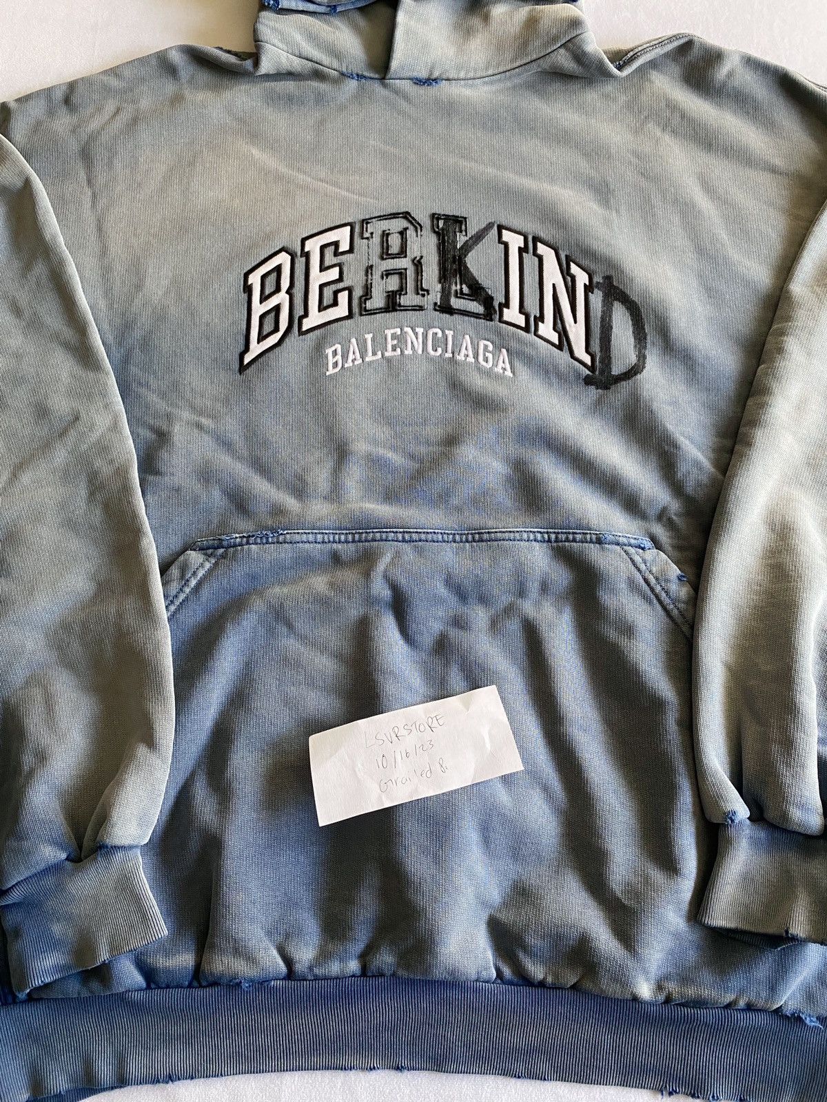 image of Balenciaga Be Kind Oversized Hoodie Blue Size 2, Men's