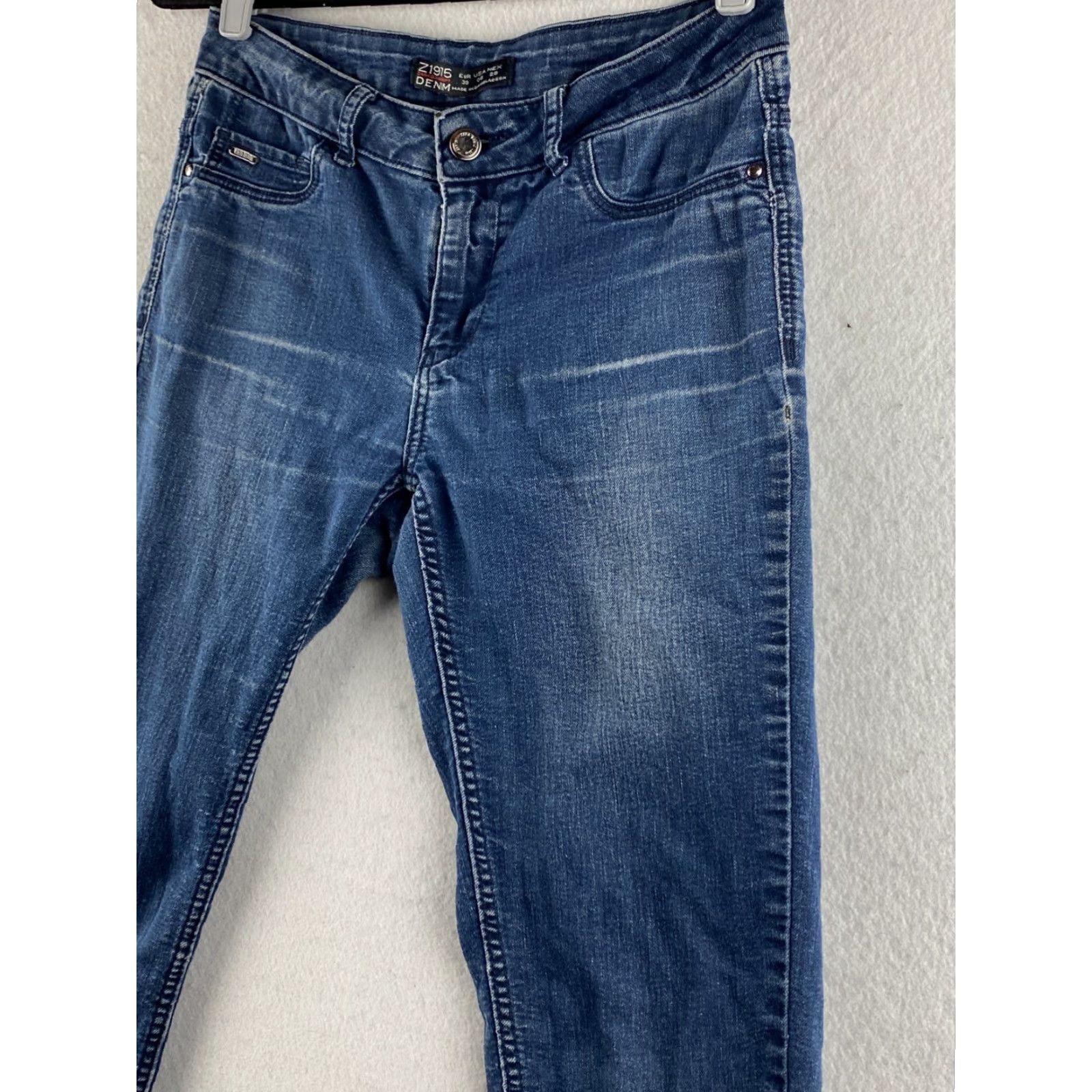 Zara Zara Jeans Womens 6 Blue Skinny stretch Denim Dark Wash Distressed Pant Jeans Silhouette 28x29 Mens? Size 28" / US 6 / IT 42 - 6 Thumbnail