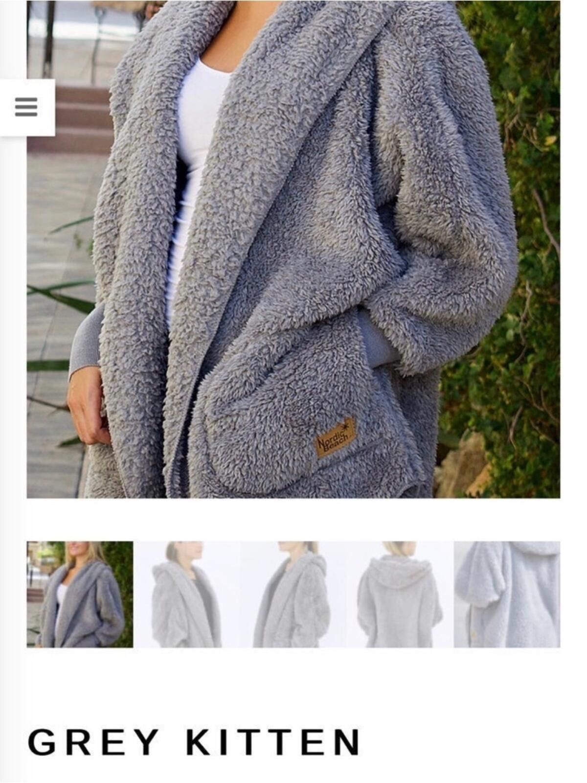 Other Nordic Beach Grey Kitten Plush Hooded Jacket Size ONE SIZE - 1 Thumbnail