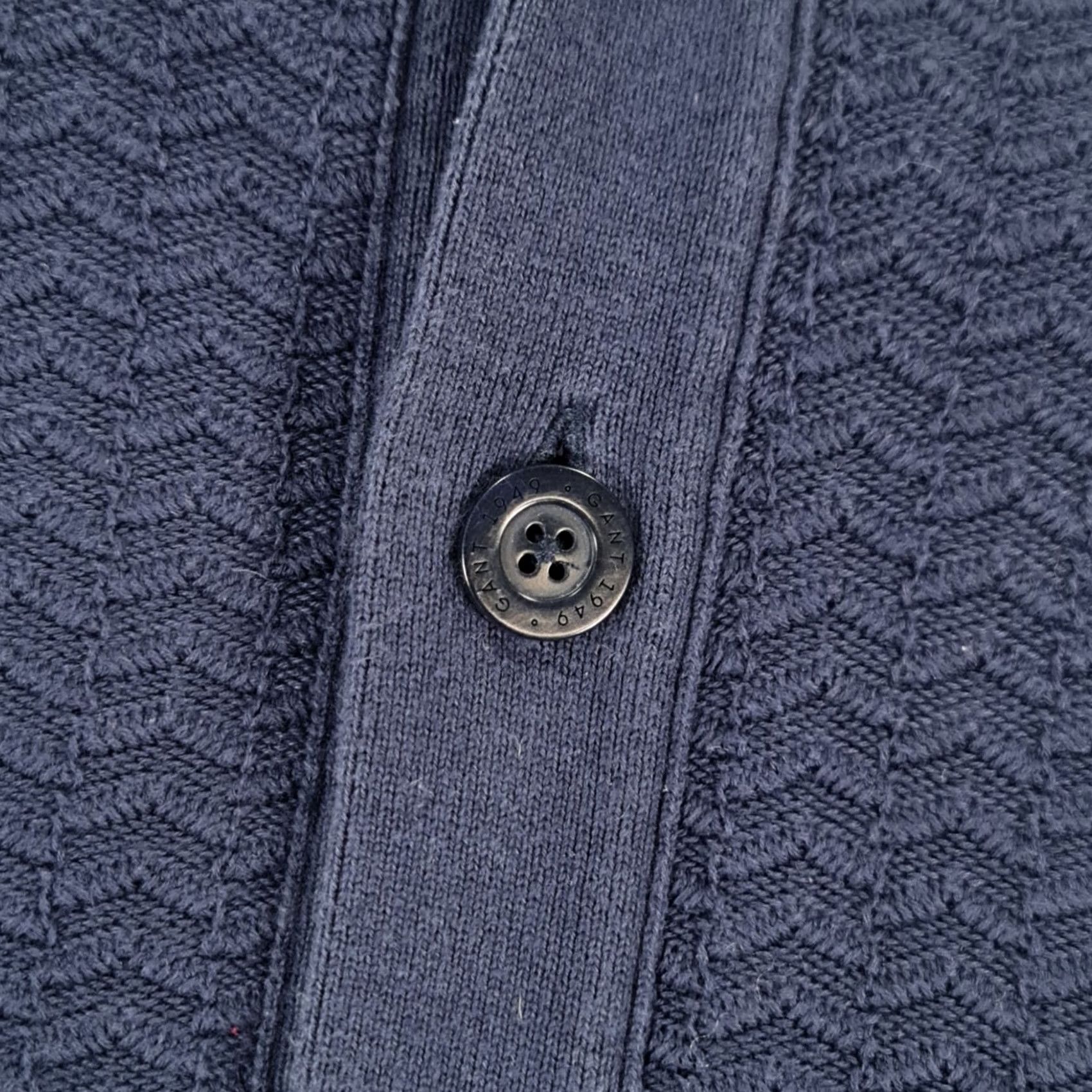 Gant GANT Cardigan Mens Shawl Neck Navy Blue M Cotton Knit Jumper Regular Vintage No Pattern Size US M / EU 48-50 / 2 - 4 Thumbnail