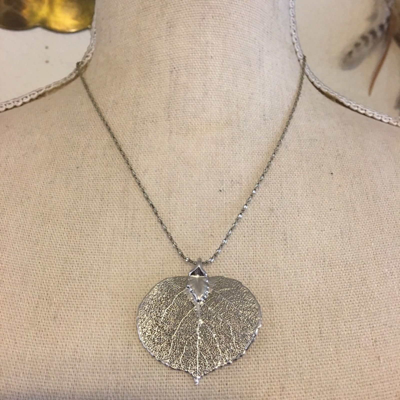 Vintage Vintage 80s silver dipped natural leaf necklace Size ONE SIZE - 1 Thumbnail