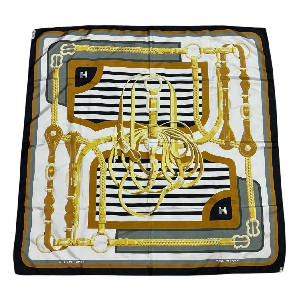 Hermes Hermes Coaching Scarf 90cm J. Abadie Navy Silk Vintage 1976 Size ONE SIZE - 2 Thumbnail