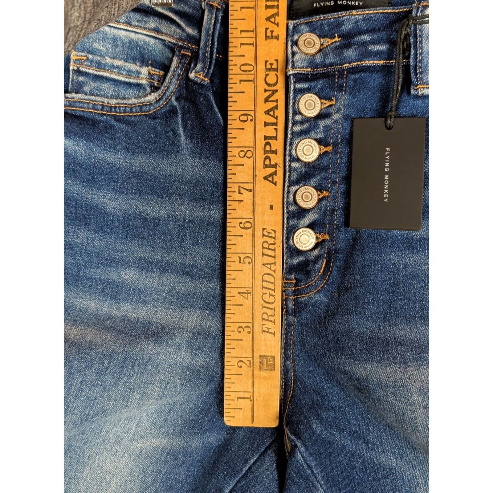Vintage Flying Monkey Jeans Women 30x30 High Rise Flare Distressed Blue Denim Hippie 80s 90s Retro Boho Regular Fit Jeans Women Size 30" / US 8 / IT 44 - 7 Thumbnail