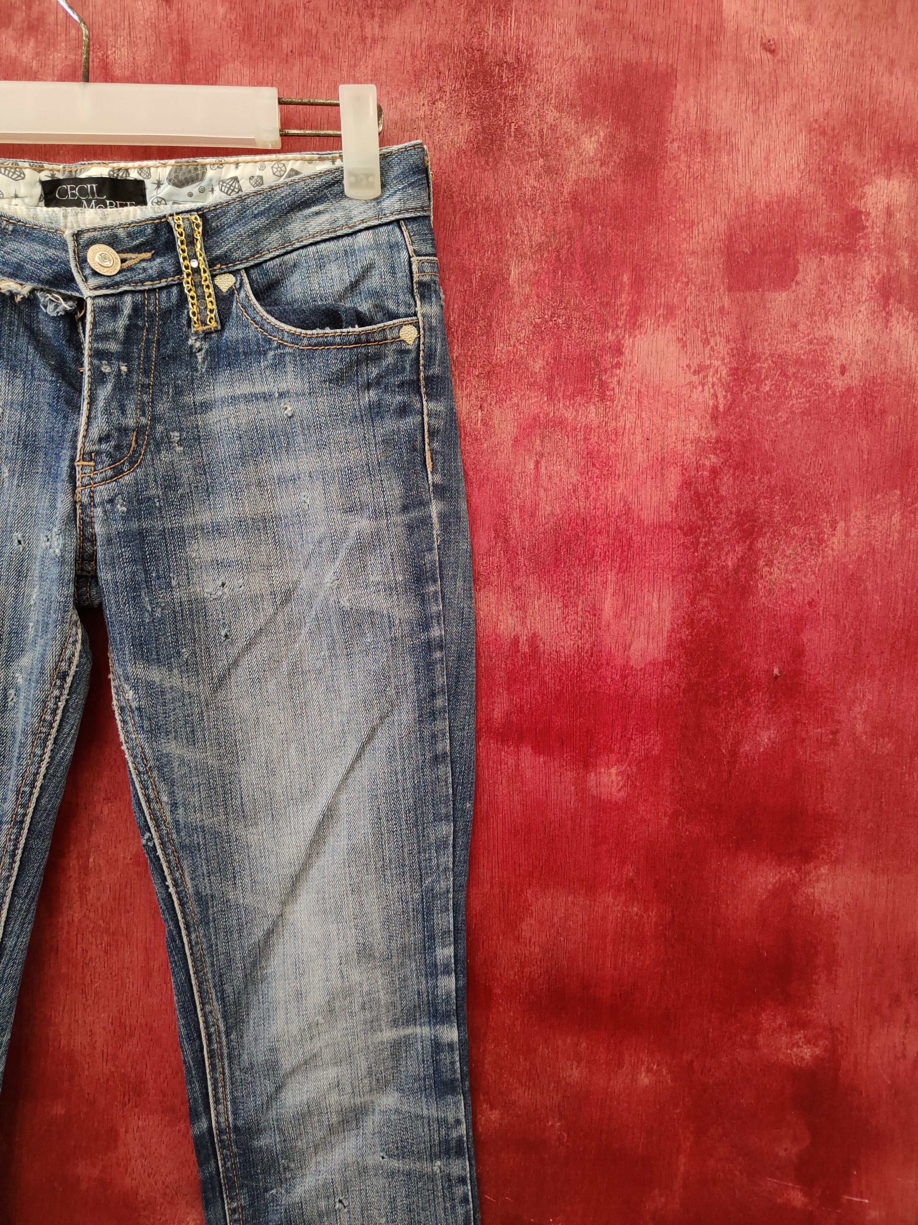 Designer × Japanese Brand Cecil McBee Blue Distressed Ripped Jeans #S2139 Size 28" / US 6 / IT 42 - 5 Thumbnail