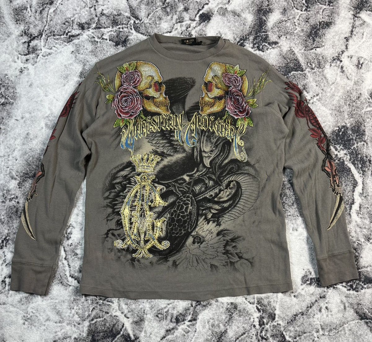 Christian Audigier Christian Audigier Skull Roses Graphic Long Sleeve L Size US L / EU 52-54 / 3 - 1 Thumbnail