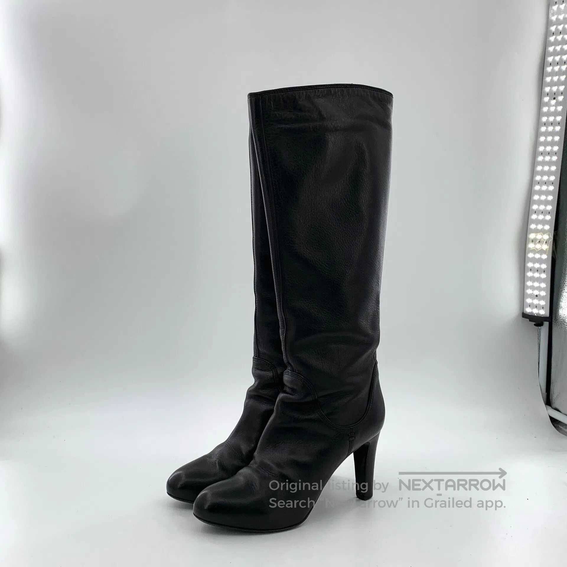 Sergio Rossi Sergio Rossi Black round toe leather fine heel high boots| Size US 5.5 / IT 35.5 - 1 Thumbnail