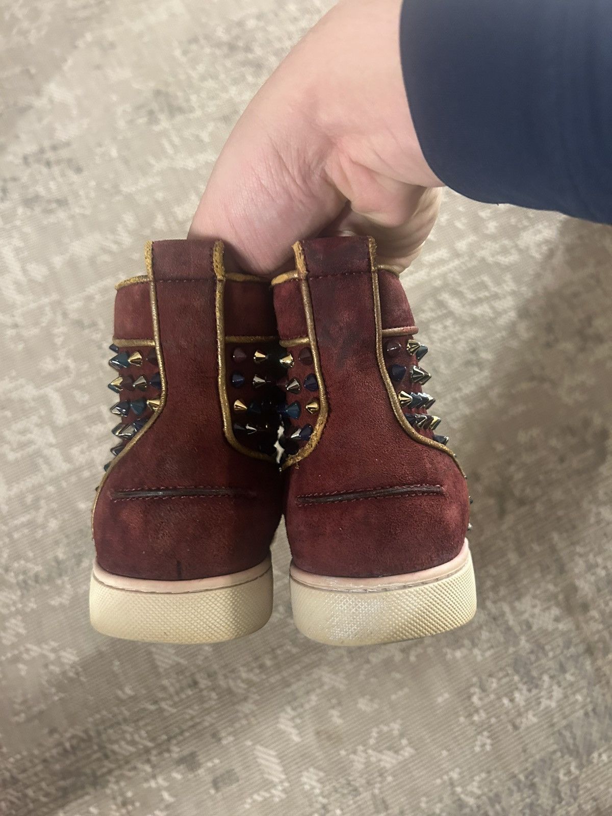 Christian Louboutin Red Bottom Hightop Sneakers Size US 7 / EU 40 - 4 Thumbnail