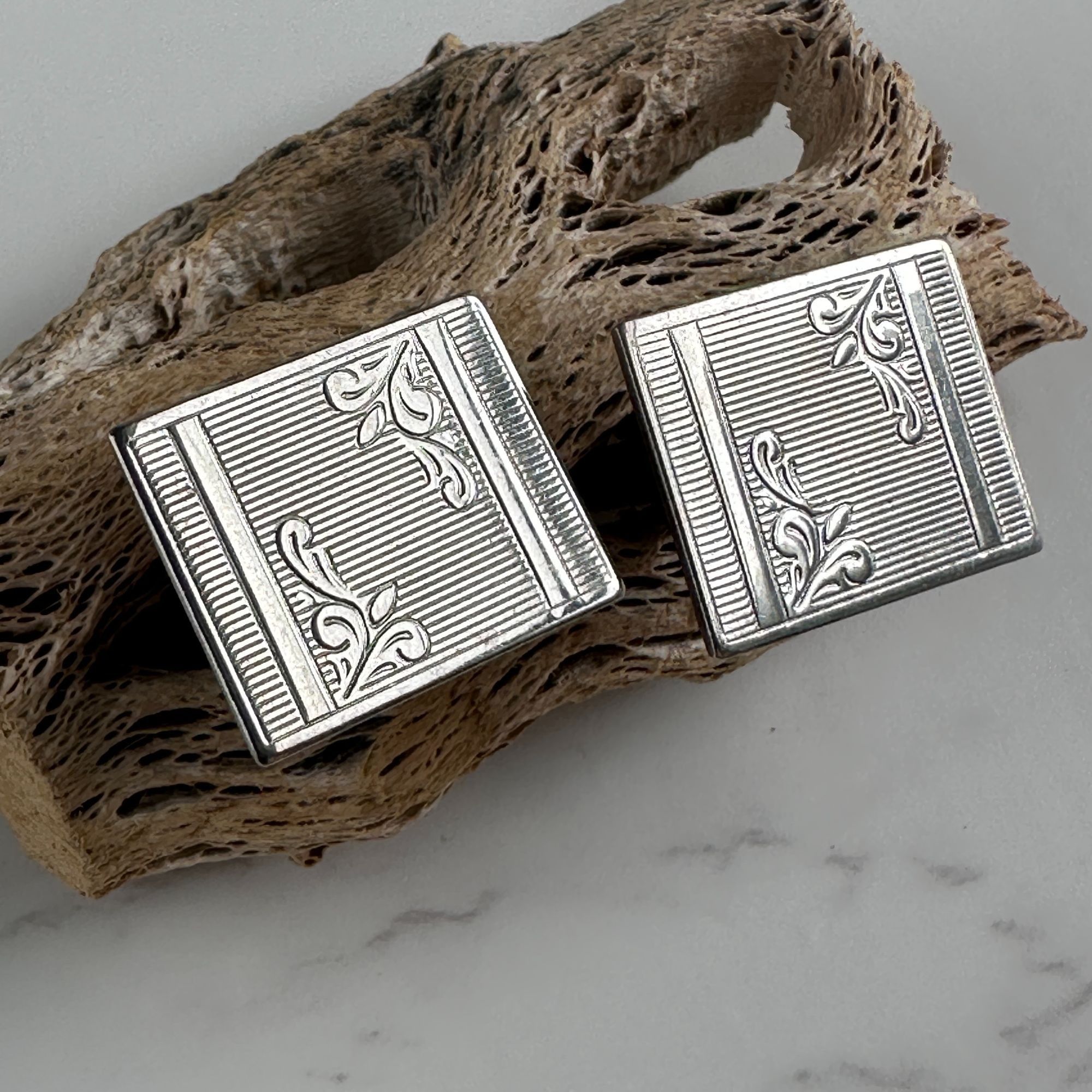 Vintage Vintage Silver Tone Cufflinks – Classic 60s Design Size ONE SIZE - 8 Thumbnail