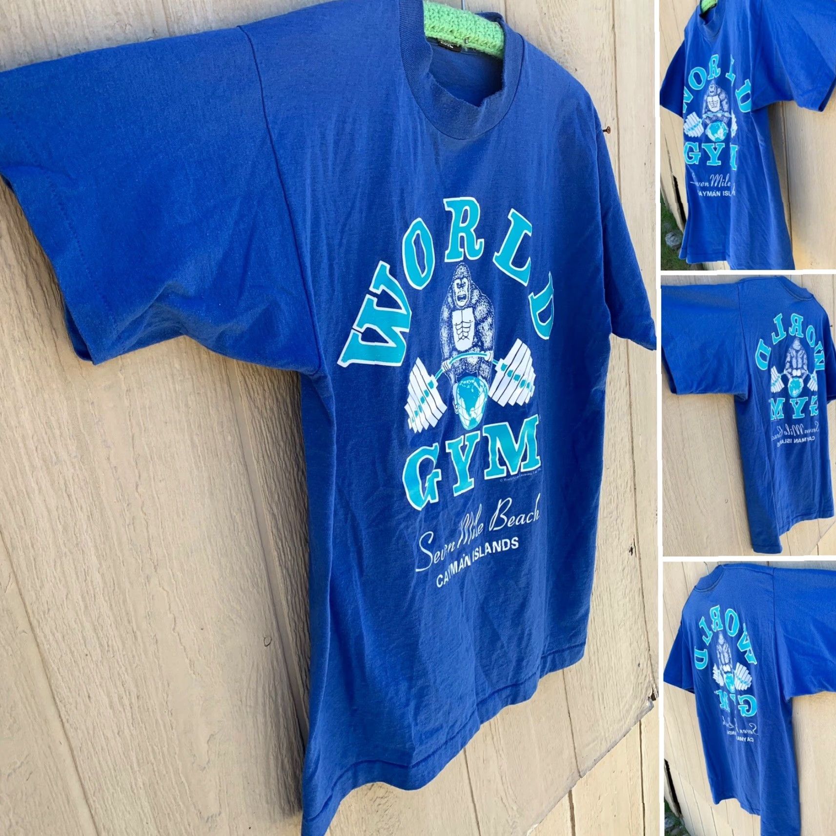 Fruit Of The Loom VINTAGE World Gym Cayman Islands Seven Mile Beach T Shirt Frt Back Graphics Sz L Mens Graphic Print 90s Beach Gym Size US L / EU 52-54 / 3 - 2 Thumbnail