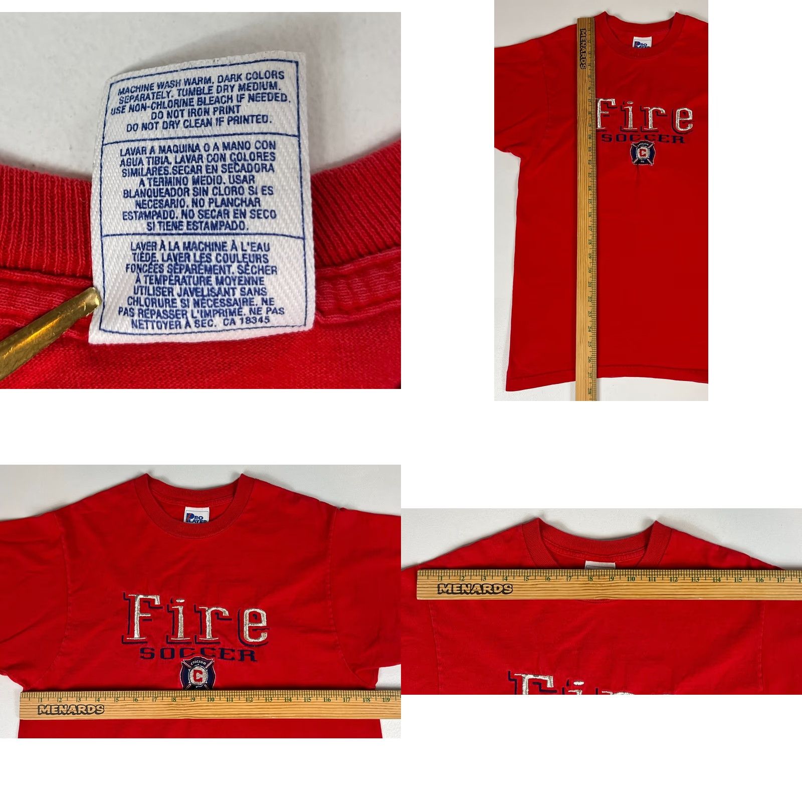 Pro Player VINTAGE Chicago Fire Soccer Pro Player T-Shirt Mens M Red Embroidered USA 1990s Size US M / EU 48-50 / 2 - 8 Thumbnail
