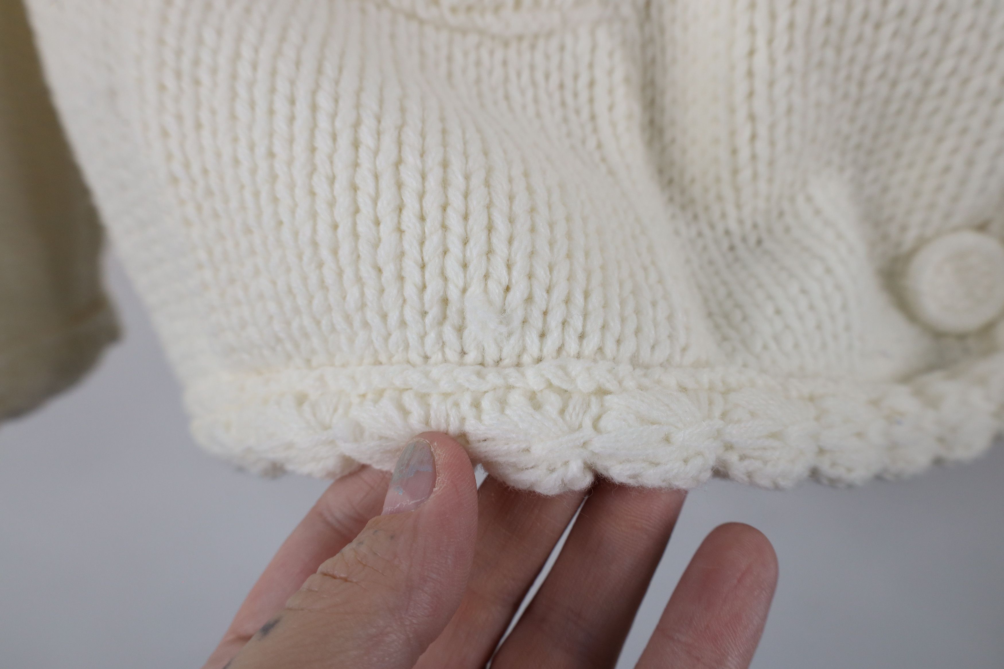 Vintage Vintage 70s Ribbed Cable Knit Cardigan Sweater White Japan Size S / US 4 / IT 40 - 4 Thumbnail