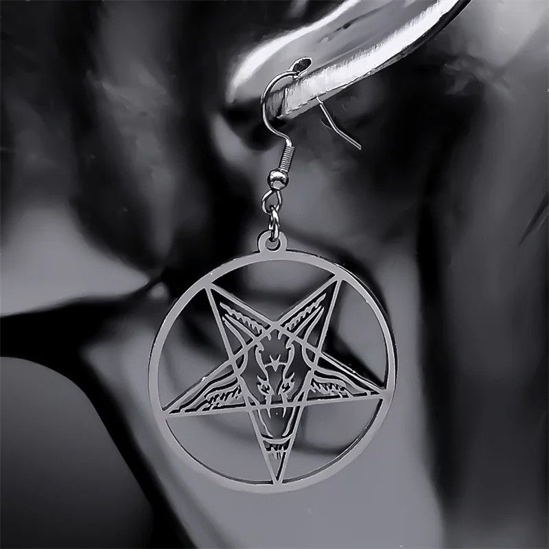 Jewelry Satan Inverted Pentagram Drop Earrings Jewelry Gift Size ONE SIZE - 4 Thumbnail