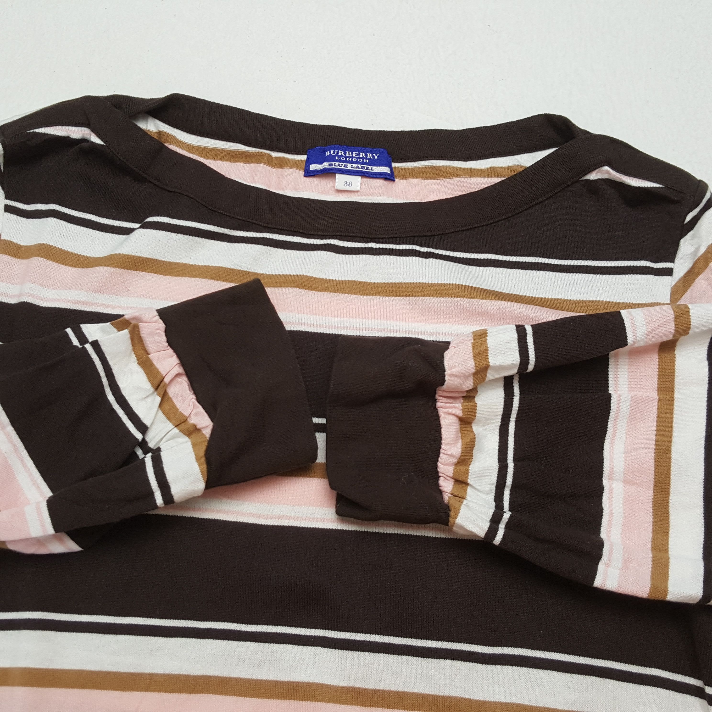 Burberry × Japanese Brand × Vintage BURBERRY LONDON BLUE LABEL Small Logo Stripes Design Tshirt Size XS / US 0-2 / IT 36-38 - 8 Thumbnail