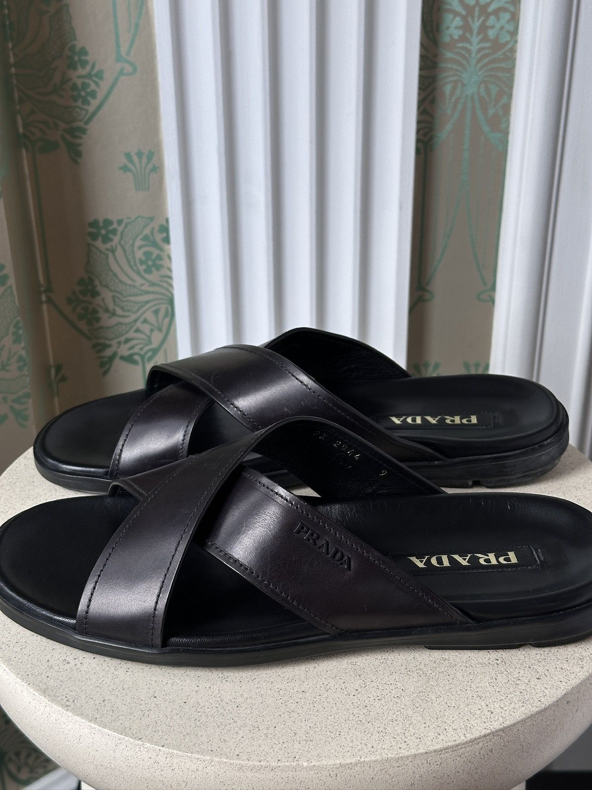 Prada RPADA Sandals Saffiano Leather Black Size: US 9/ EU 43 Size US 9 / EU 42 - 5 Thumbnail