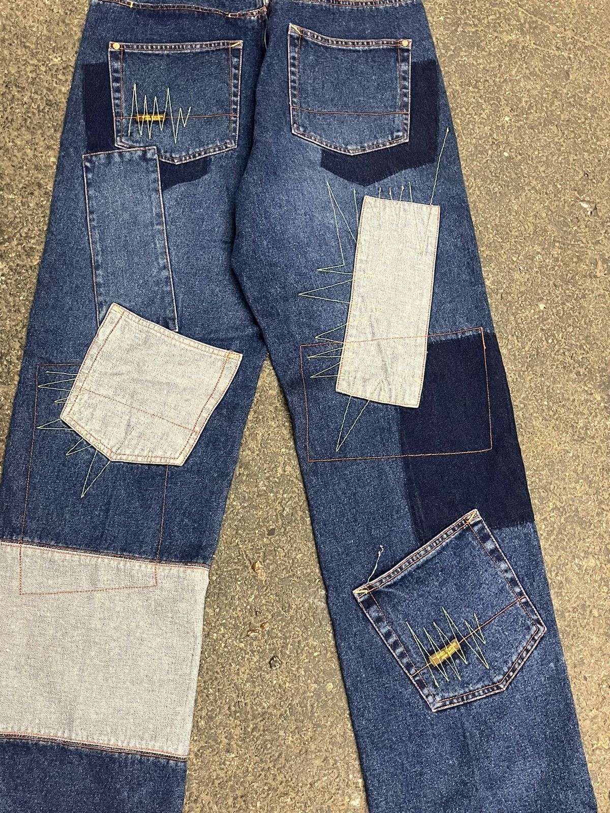Japanese Brand Y2k baggy fit patchwork multi pocket rare baggy fit denim Size US 34 / EU 50 - 8 Thumbnail