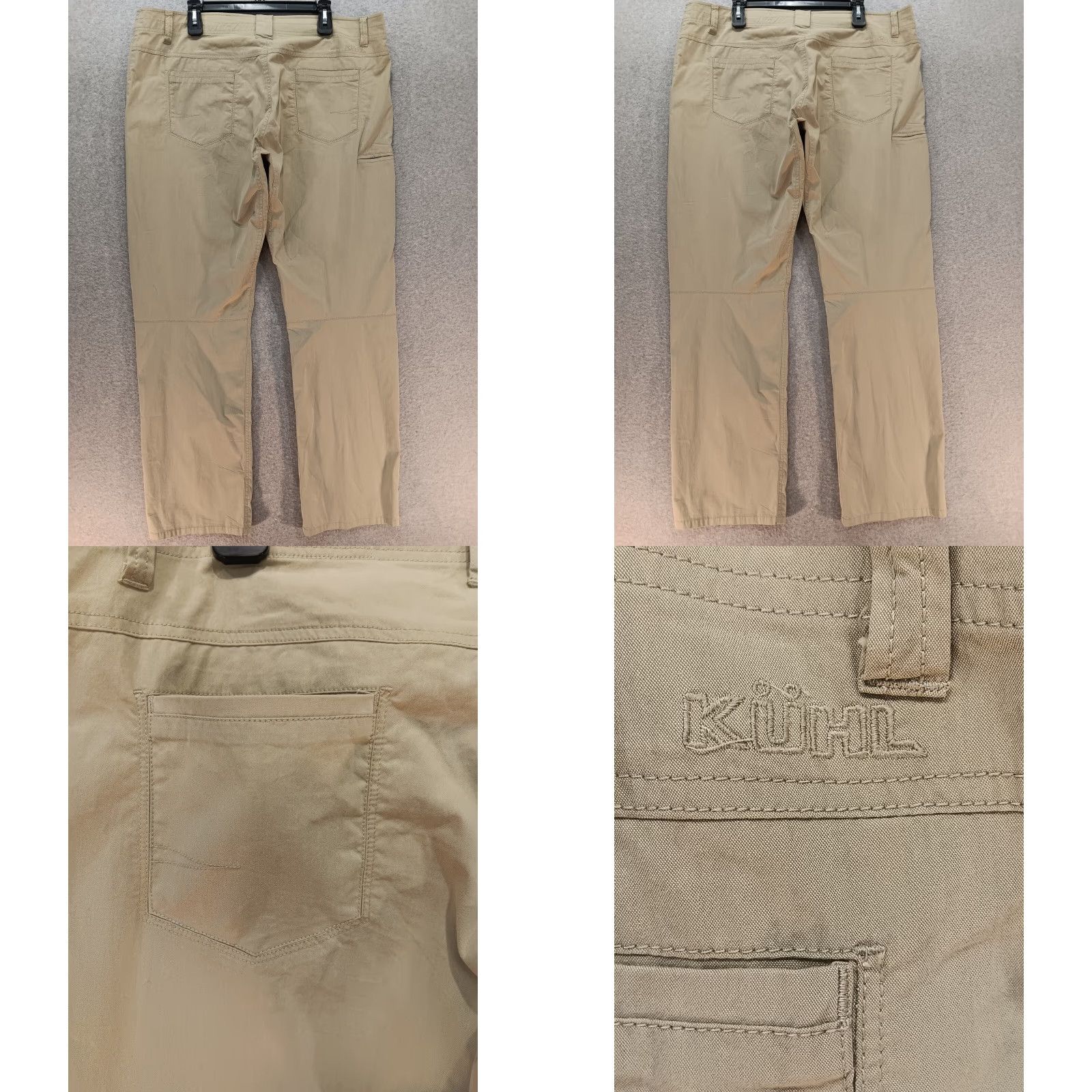 Vintage Kuhl Slax Pants Men 40x32 Beige Lightweight Nylon Twill Cargo Flat Front Pockets Modern Classic Mens Size US 40 / EU 56 - 8 Thumbnail