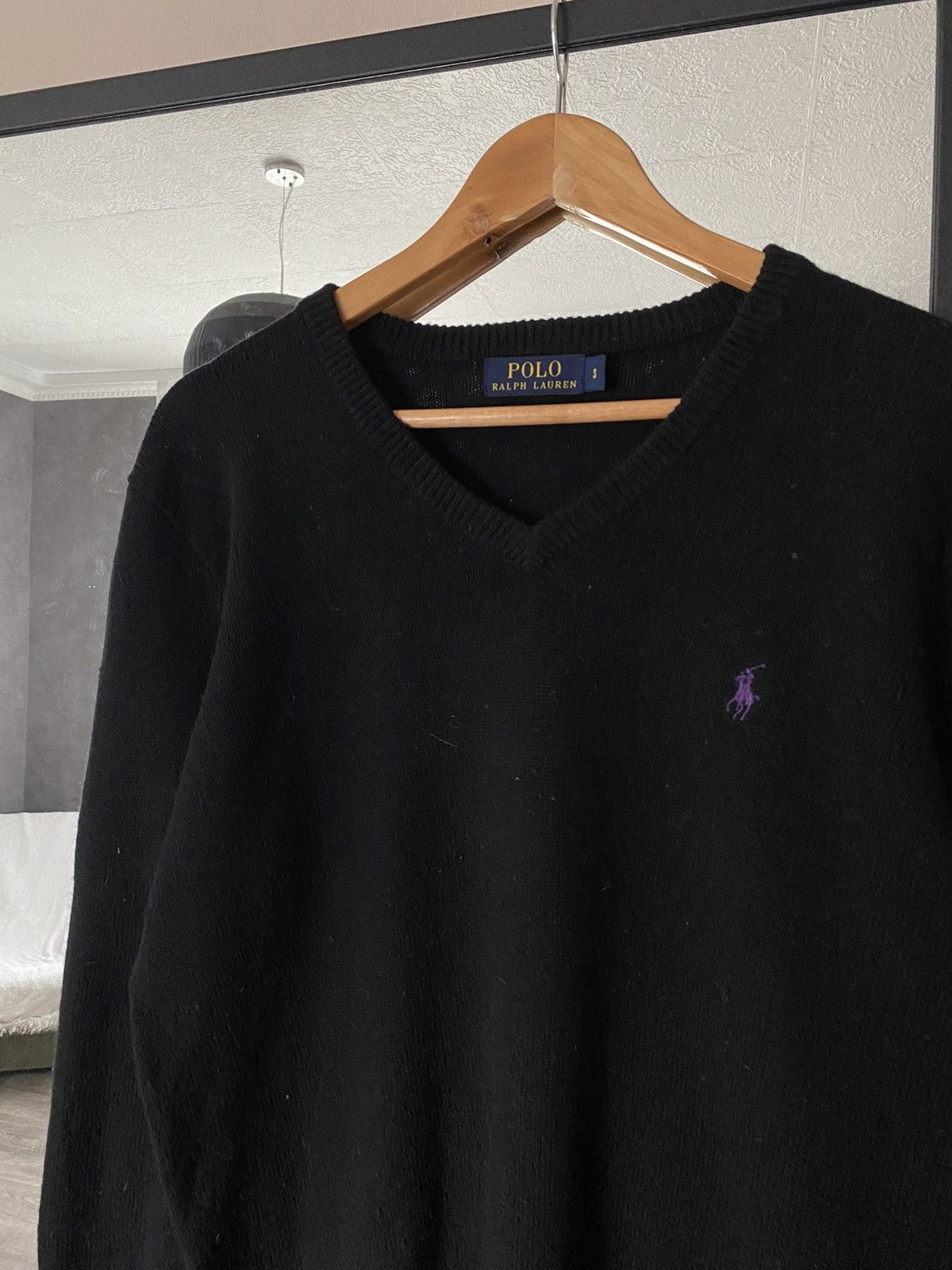 Polo Ralph Lauren Polo Ralph Lauren Crewneck Black Wool Sweater Purple Pony Size US S / EU 44-46 / 1 - 2 Thumbnail
