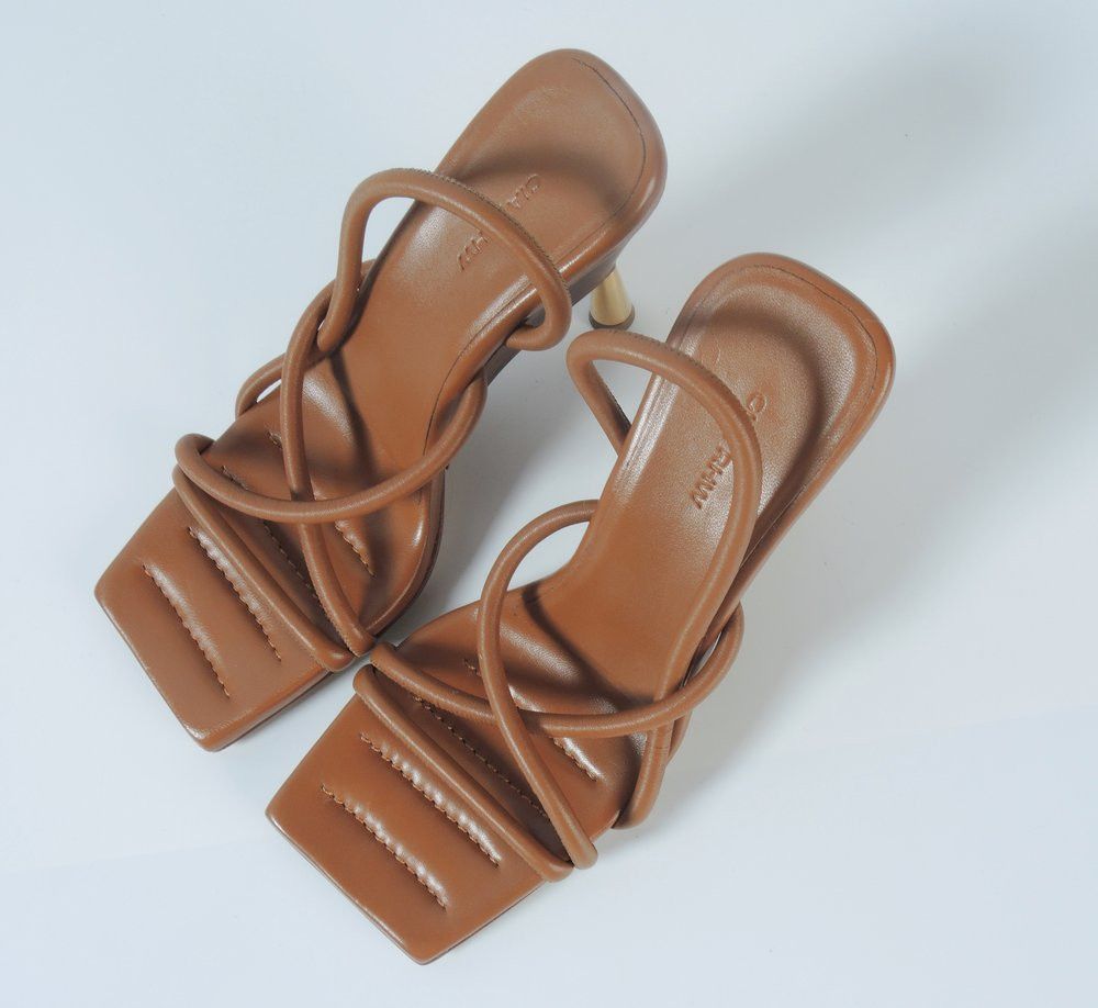 image of Gia Borghini O1Smst1Ft0424 Half Wedge Heel Shoes In Brown, Women's (Size 7)