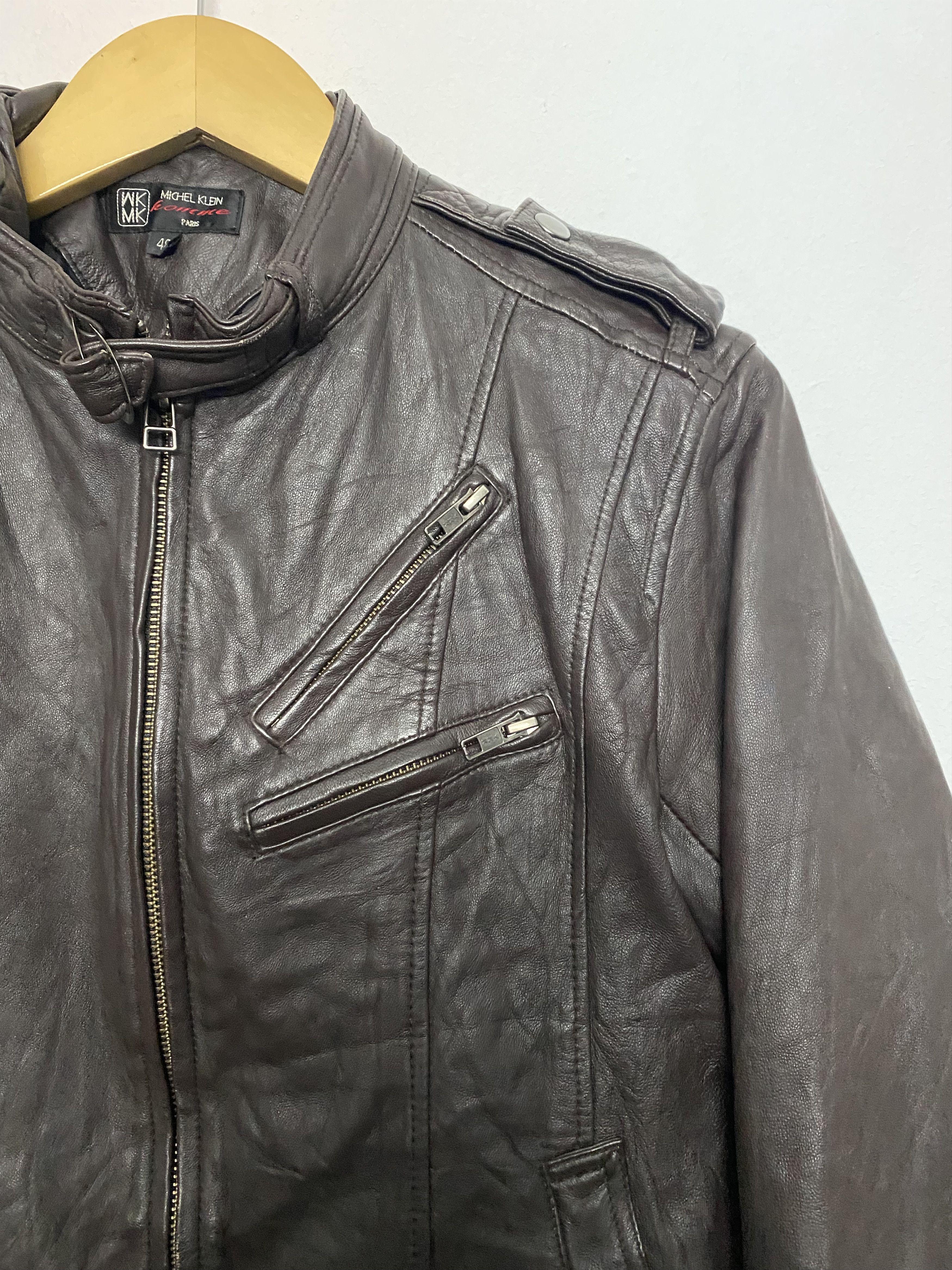 Michel Klein Michel Klein Homme Paris Sheepskin Leather Biker Jacket Size US S / EU 44-46 / 1 - 7 Thumbnail