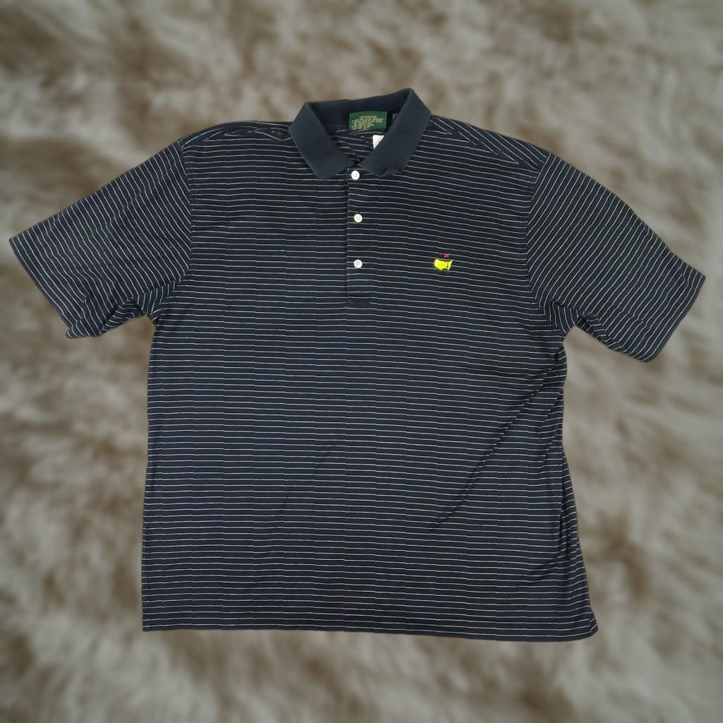Vintage Masters Polo Shirt Mens Large Blue Stripe Golf Short Sleeve W/Logo, Casual, Knit Cotton, Spring/Summer Size US L / EU 52-54 / 3 - 1 Thumbnail
