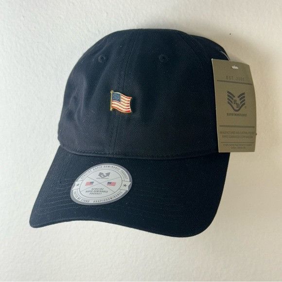 Designer NWT RAPID DOMINANCE USA FLAG PIN RELAXED FIT BLACK DAD HAT Size ONE SIZE - 4 Thumbnail
