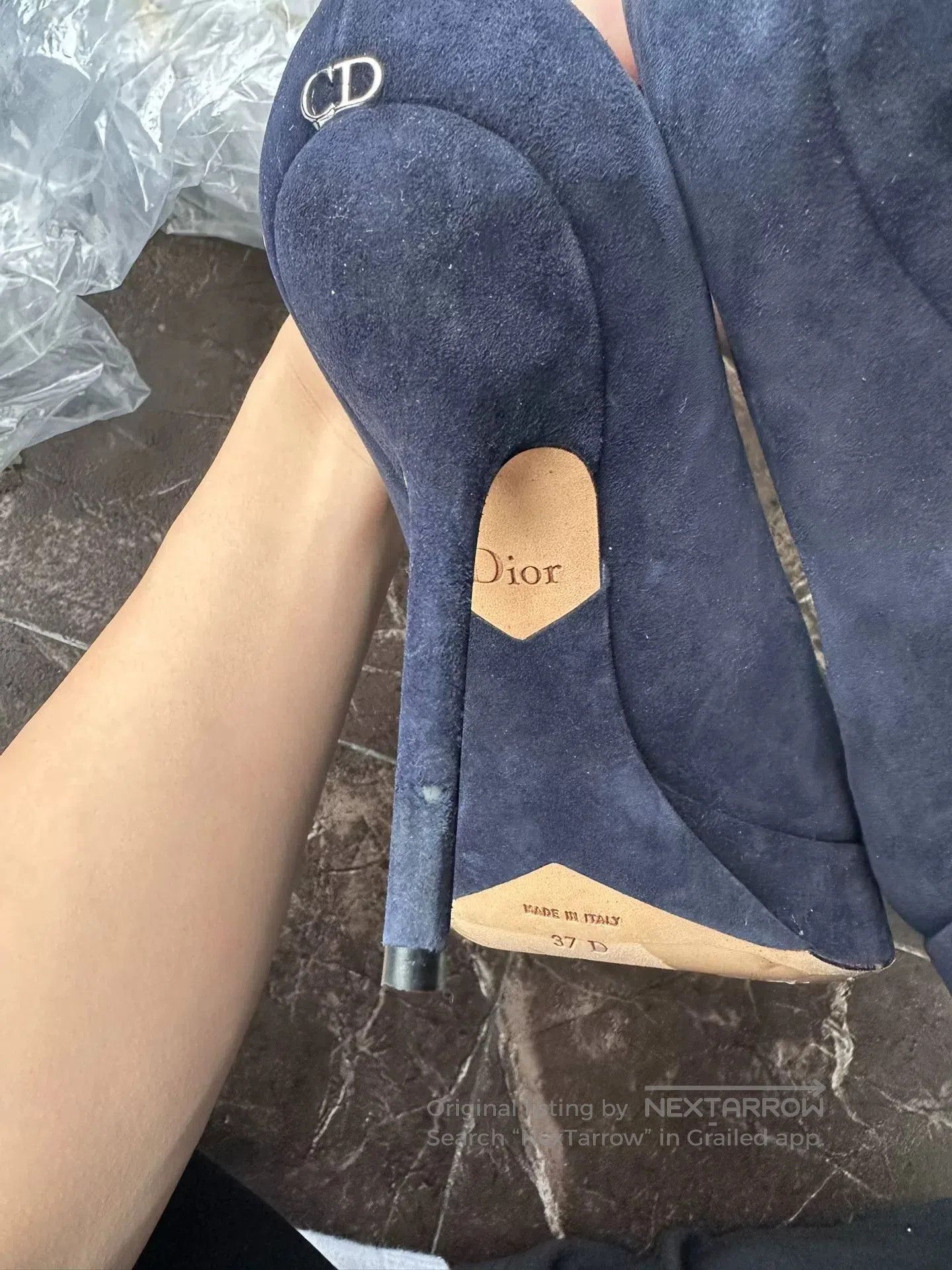 Dior Christian Dior Navy Suede High Heels. Size US 6 / IT 36 - 6 Thumbnail